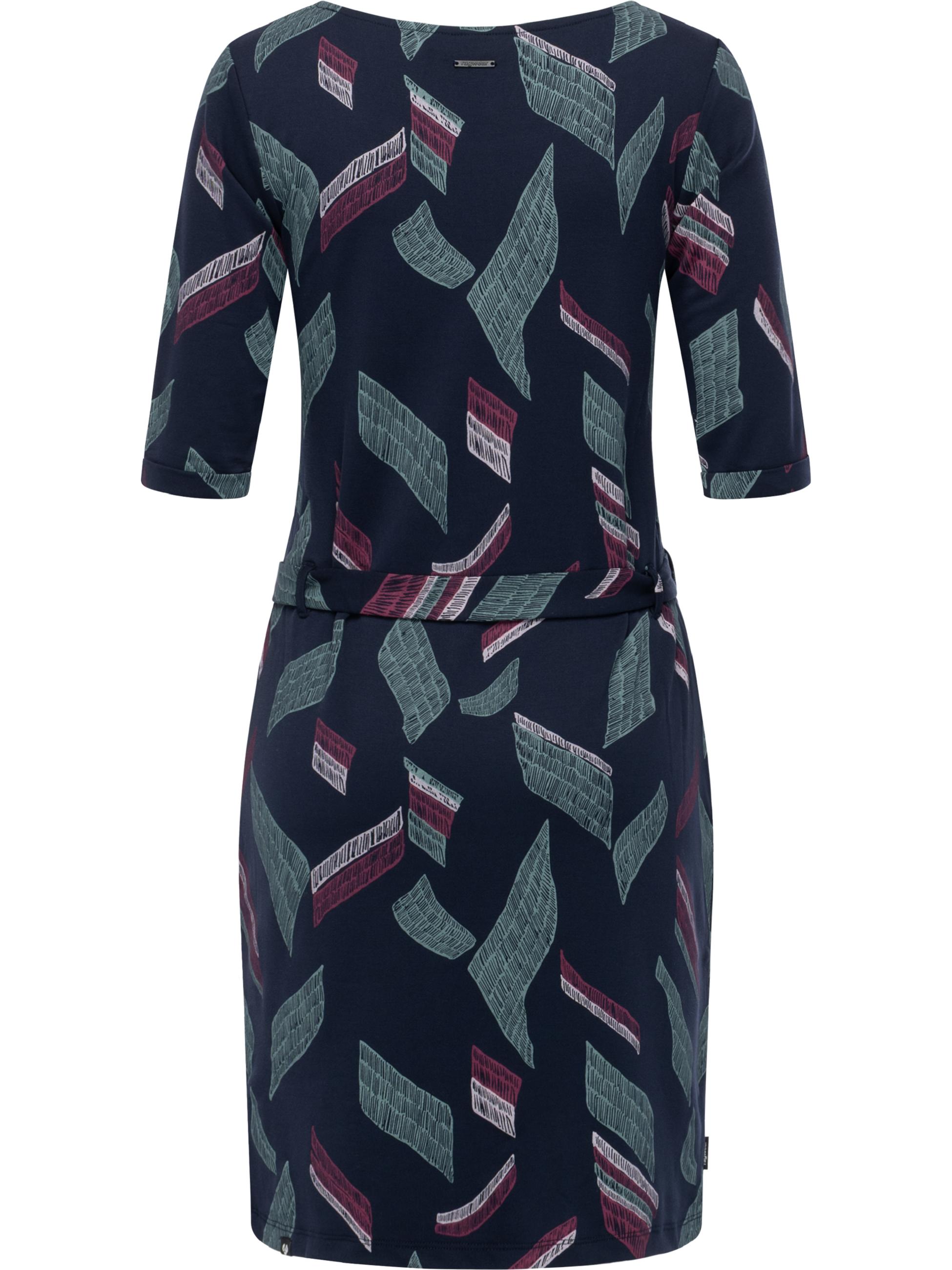 Midikleid mit Taillenbandl "Kenisha Print" Navy
