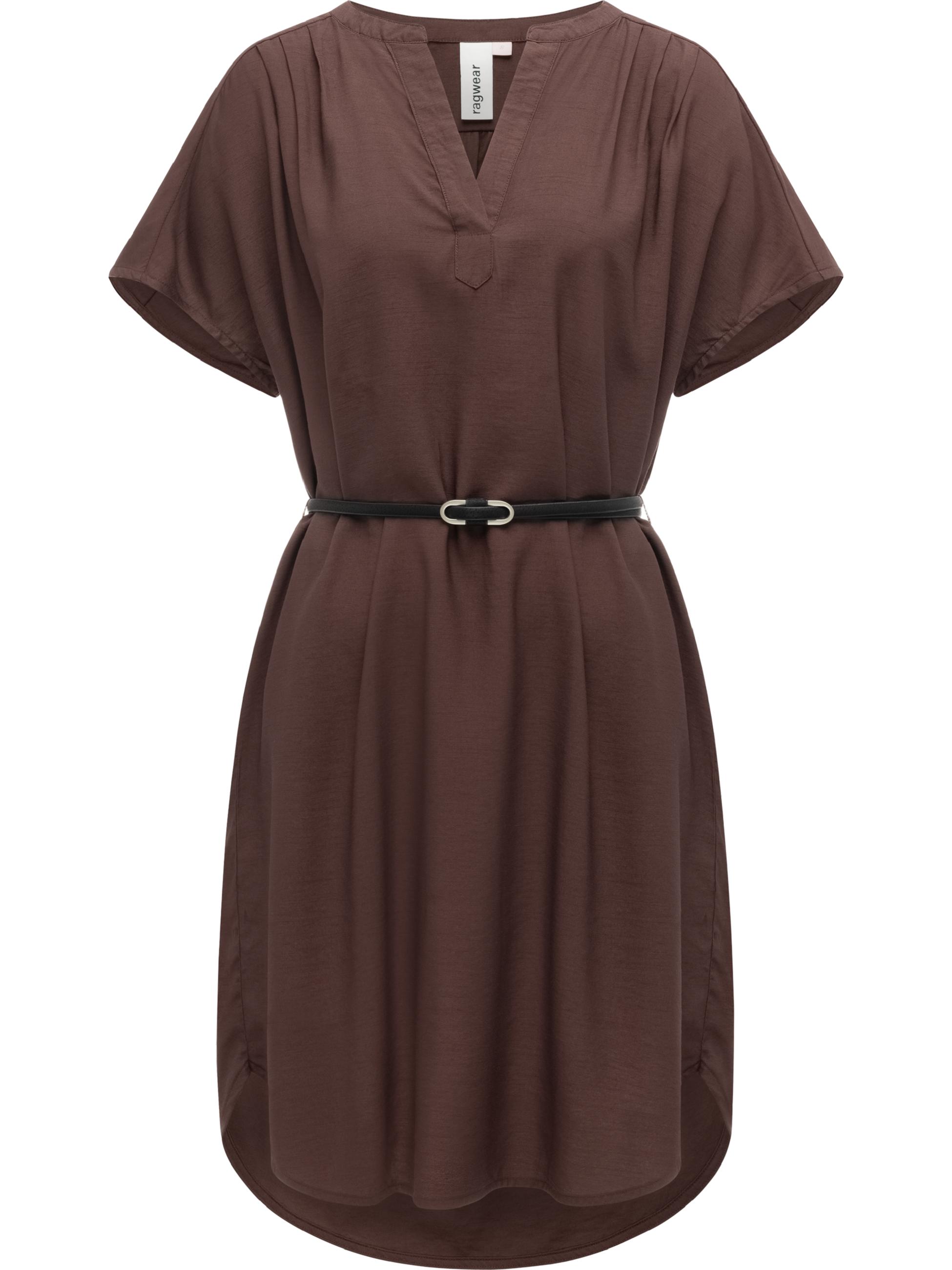 Lockeres Oversize Sommerkleid mit Gürtel "Klarisa" Dark Choco