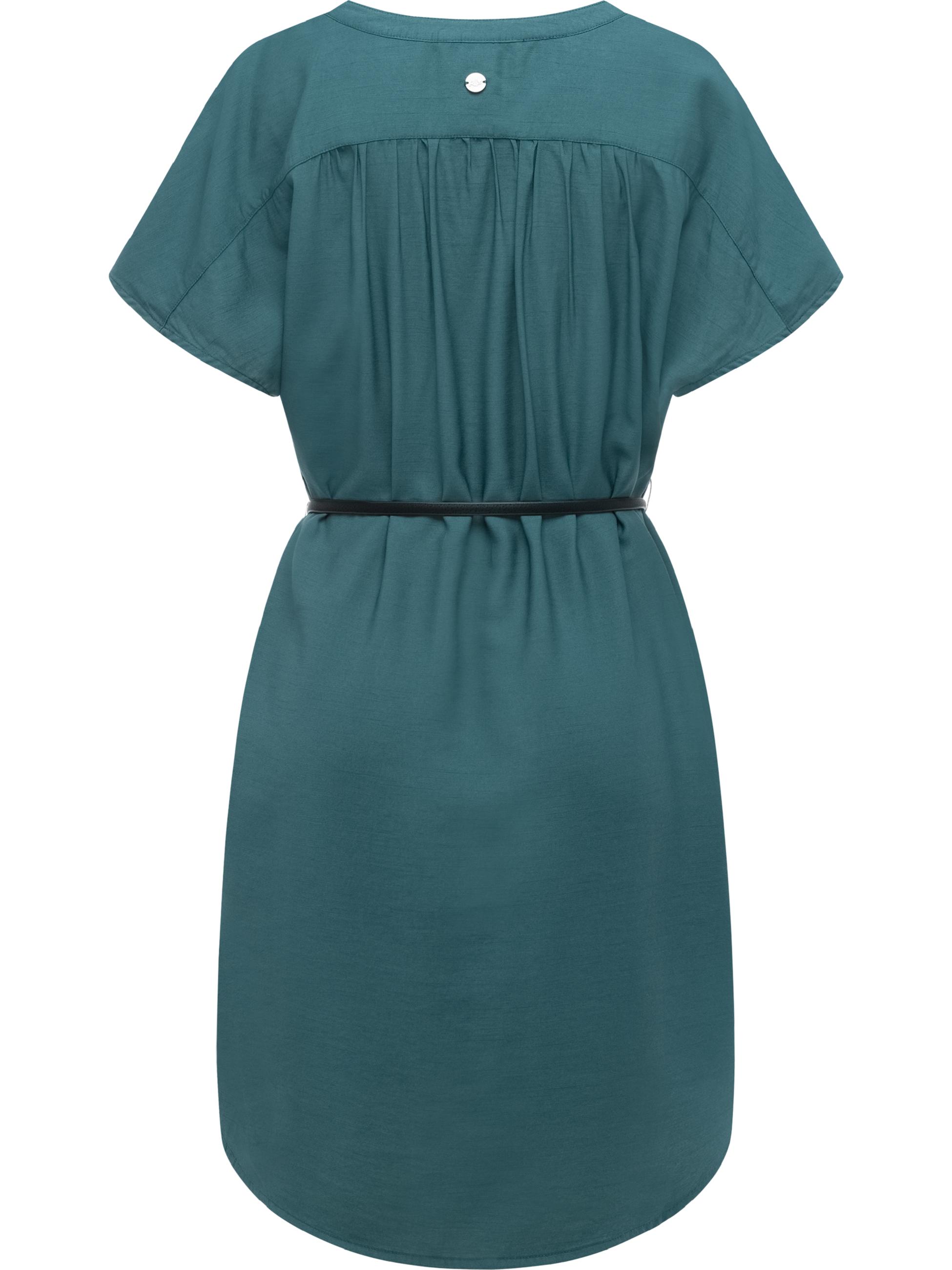 Lockeres Oversize Sommerkleid mit Gürtel "Klarisa" Ocean Green