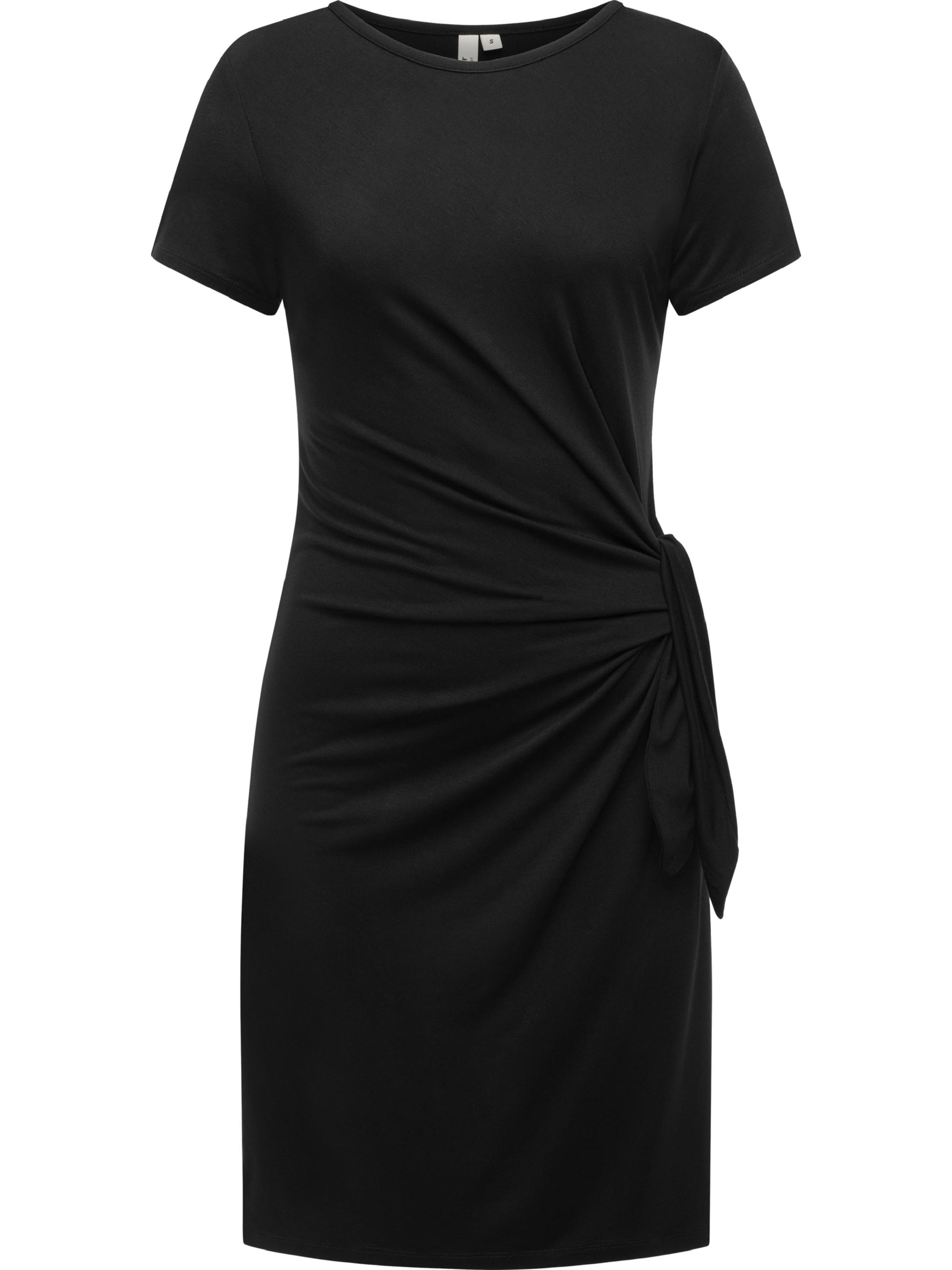 Kurzarm Sommerkleid mit seitlichem Bindeband "Knotta" Black