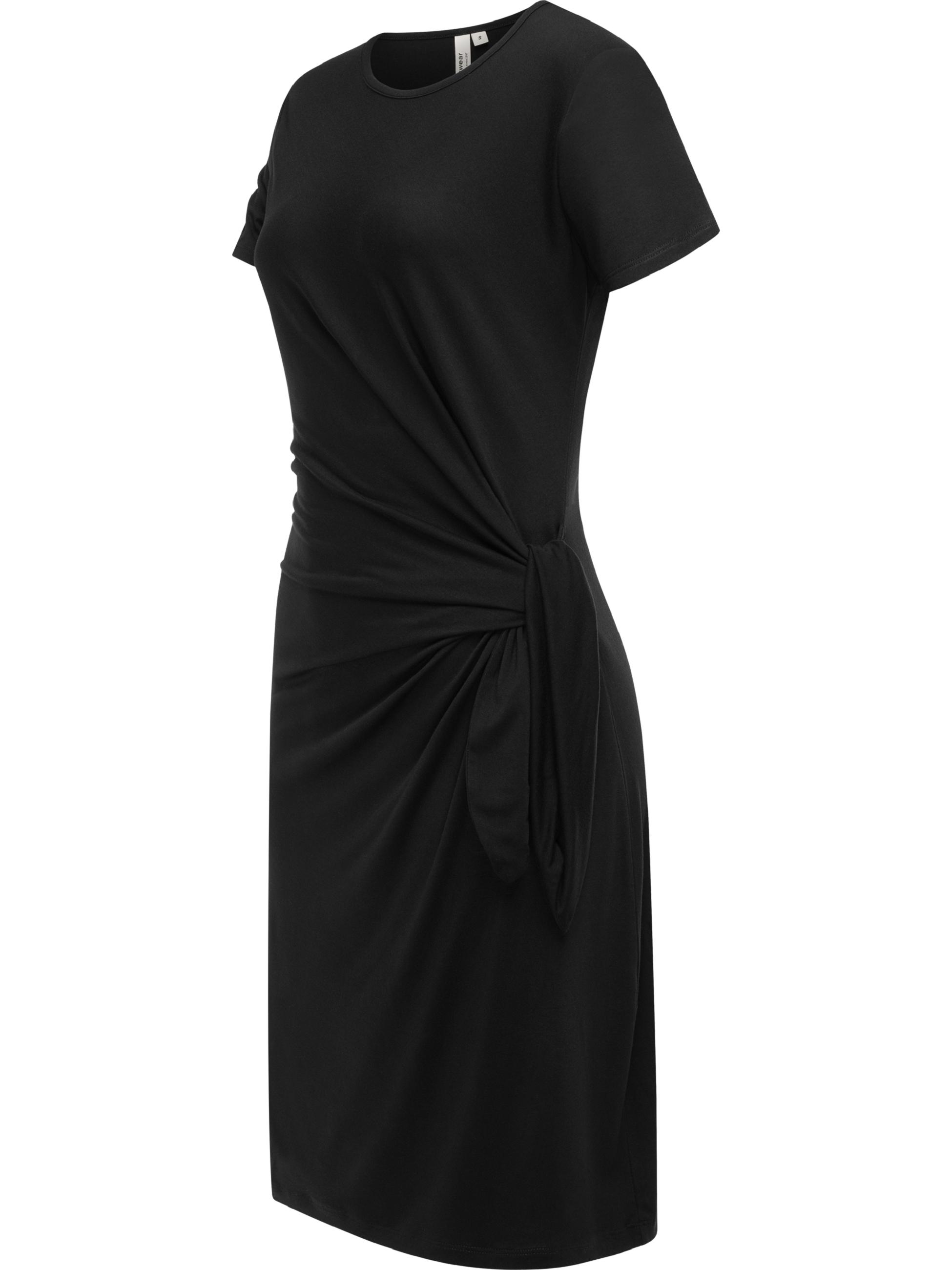 Kurzarm Sommerkleid mit seitlichem Bindeband "Knotta" Black