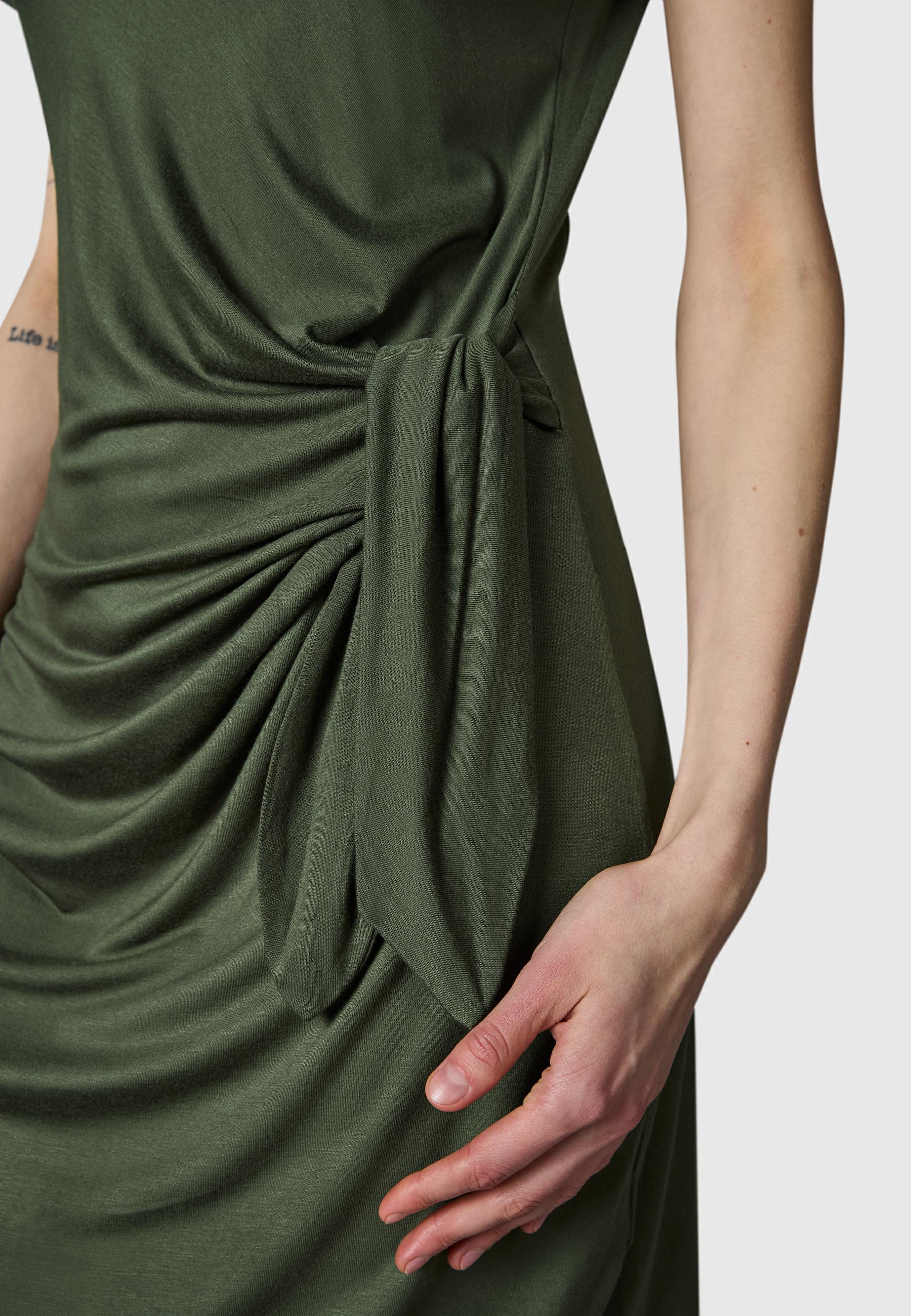 Kurzarm Sommerkleid mit seitlichem Bindeband "Knotta" Dark Olive