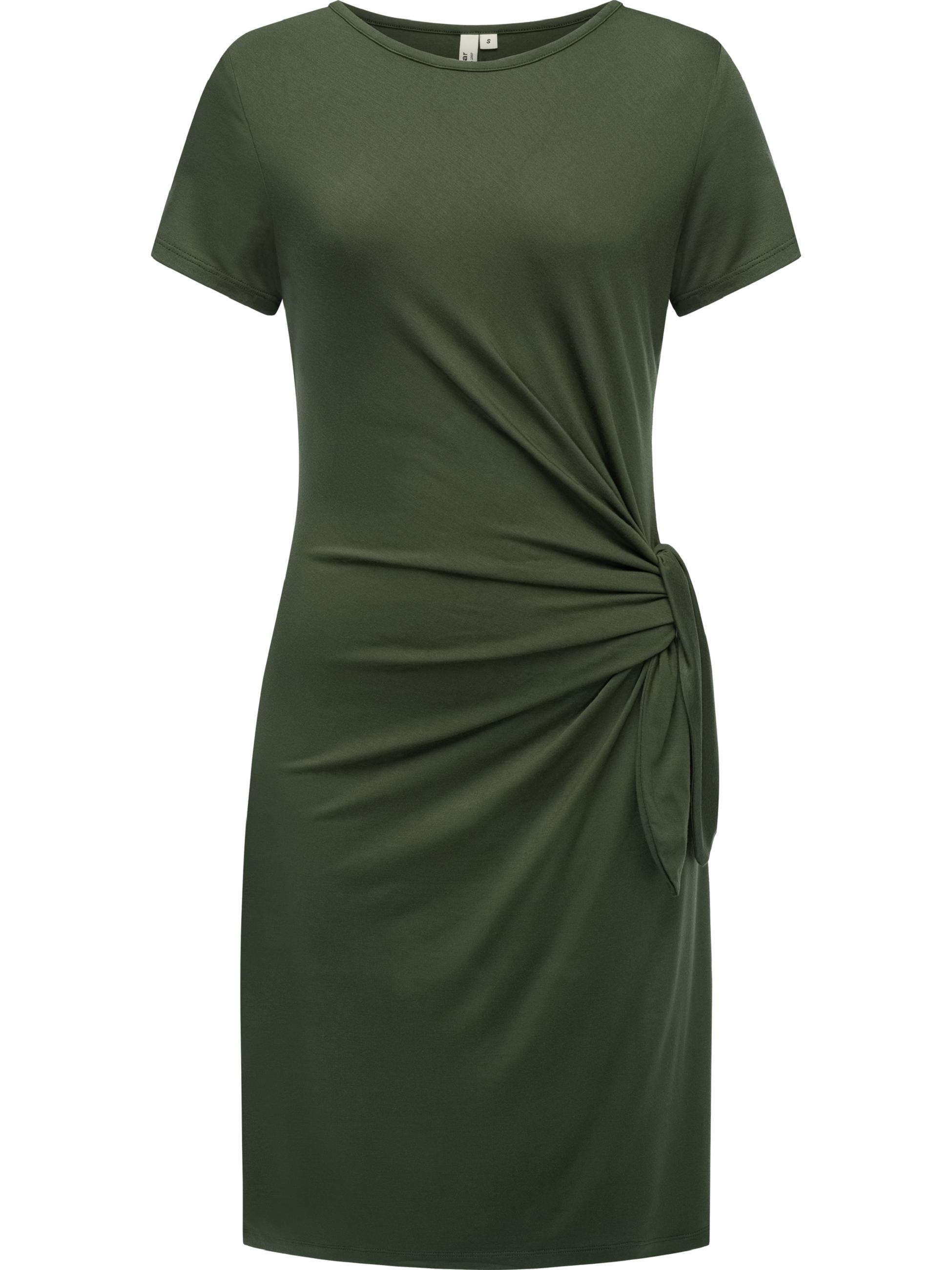 Kurzarm Sommerkleid mit seitlichem Bindeband "Knotta" Dark Olive