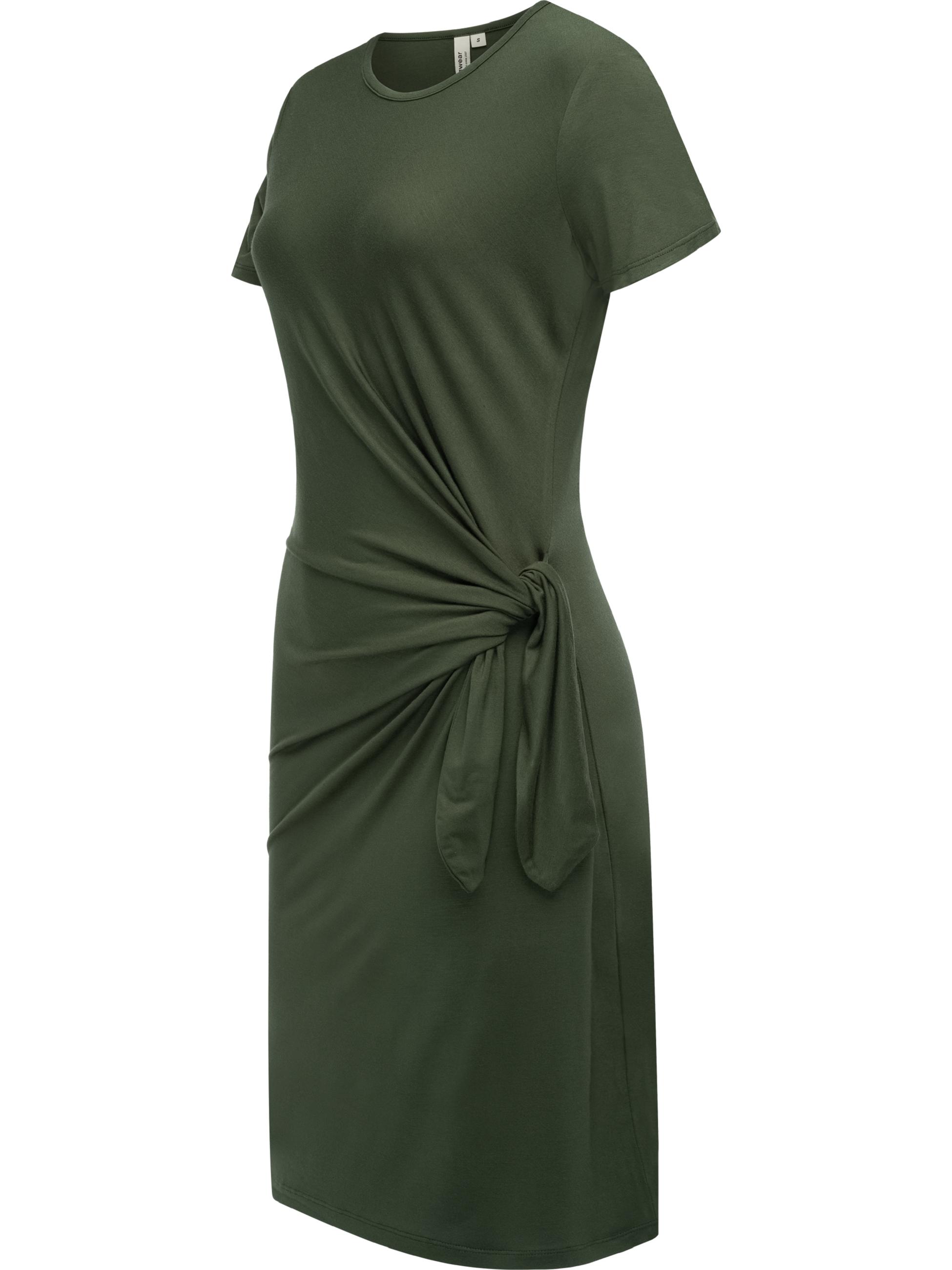 Kurzarm Sommerkleid mit seitlichem Bindeband "Knotta" Dark Olive