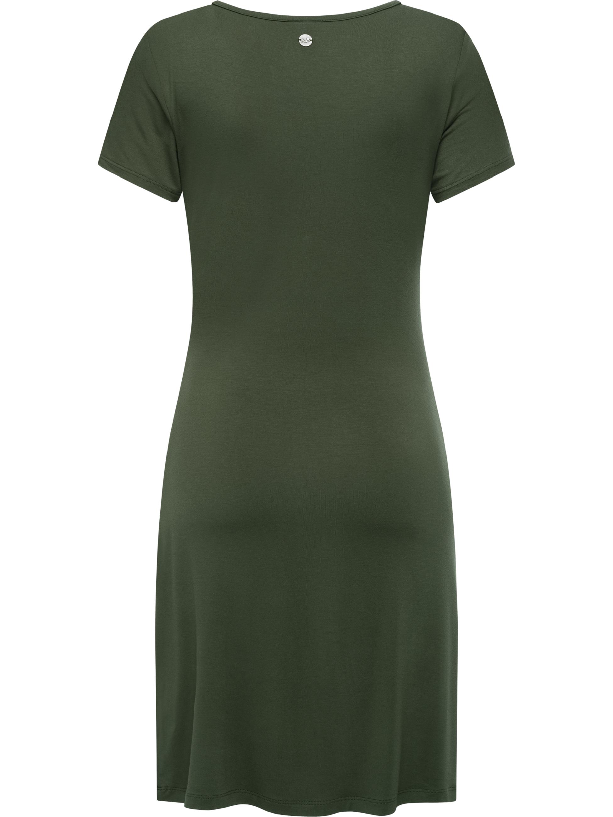 Kurzarm Sommerkleid mit seitlichem Bindeband "Knotta" Dark Olive