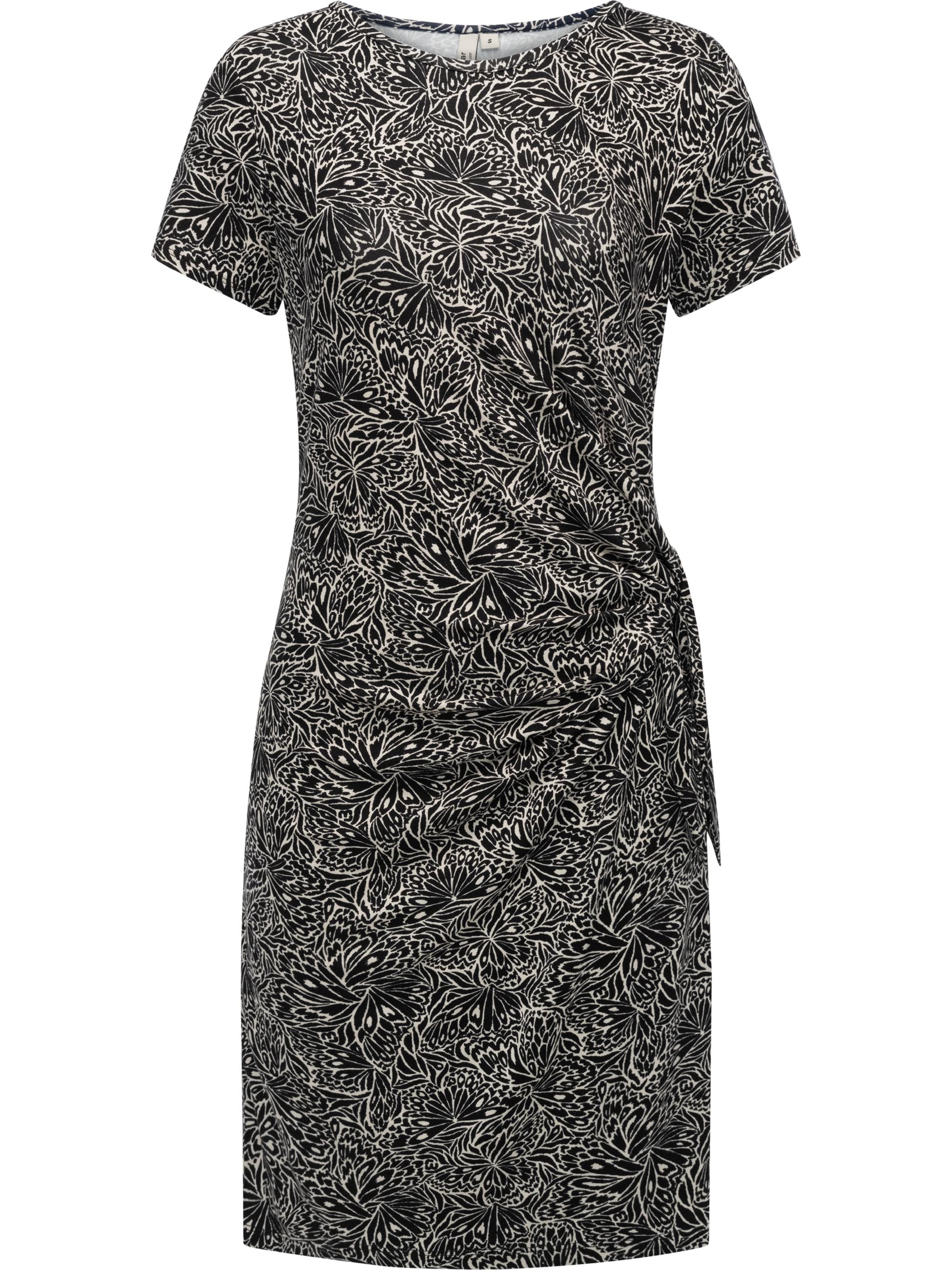 Gemustertes Sommerkleid mit seitlichem Zierknoten "Knotta Print" Black