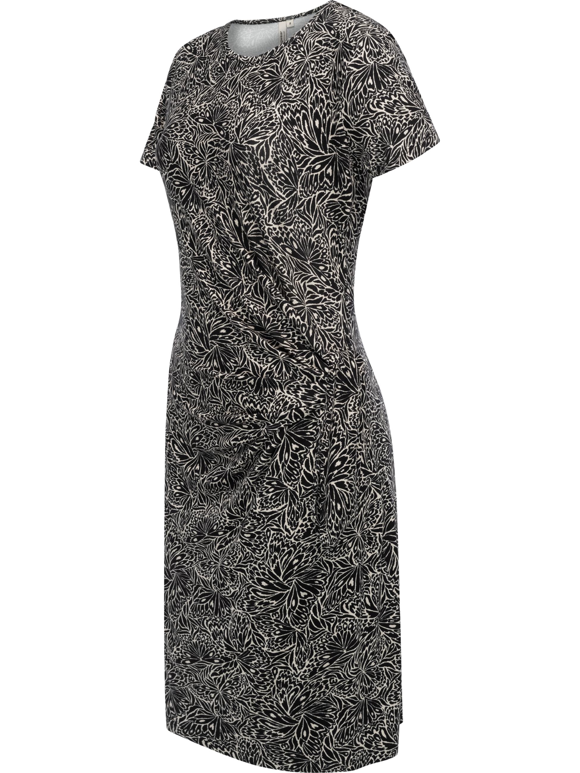 Gemustertes Sommerkleid mit seitlichem Zierknoten "Knotta Print" Black