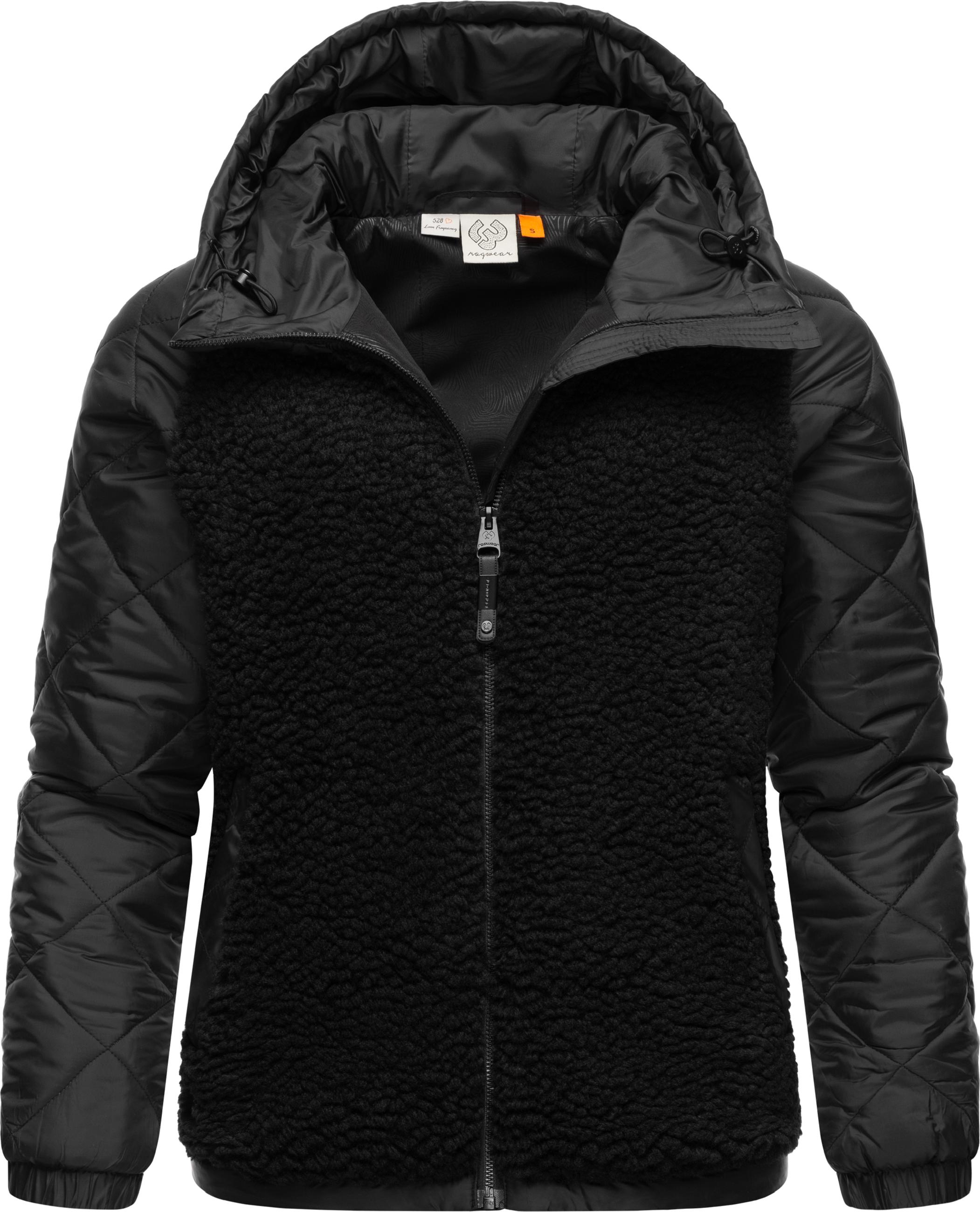 Materialmix-Jacke mit Kapuze "Leeloo" Black