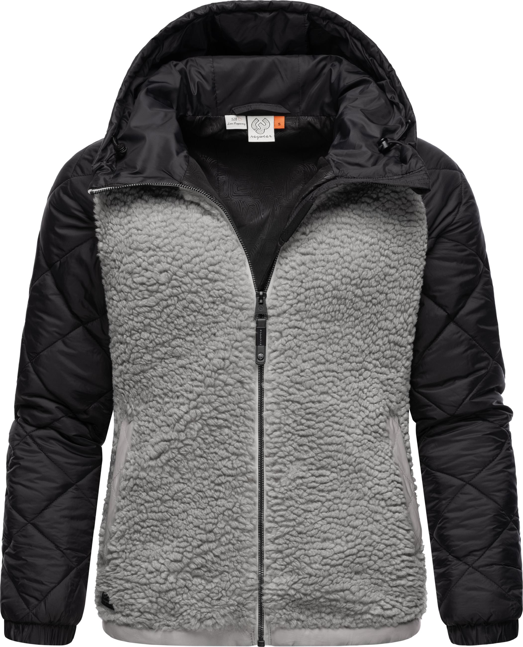 Materialmix-Jacke mit Kapuze "Leeloo" Grey Blocked