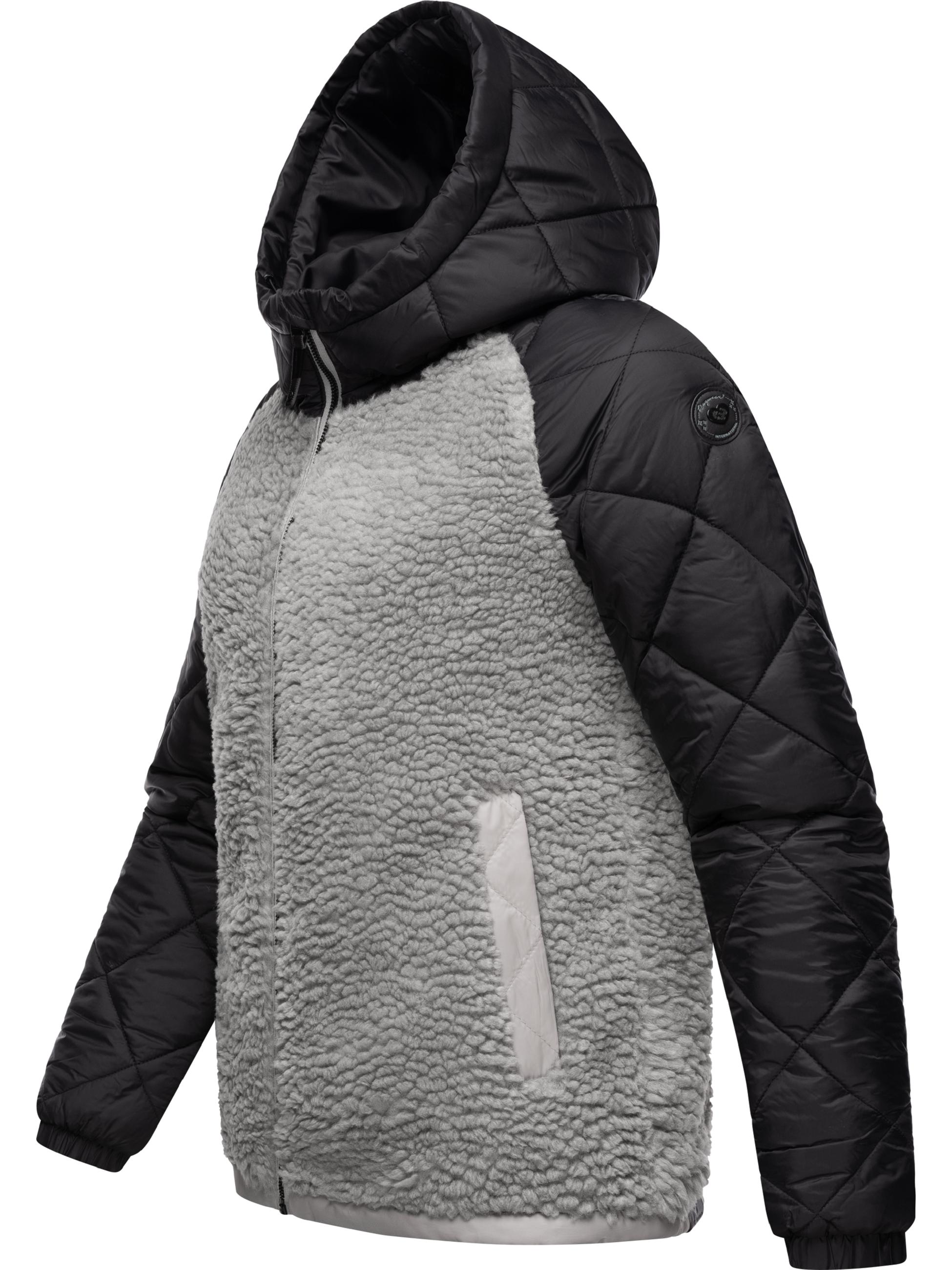 Materialmix-Jacke mit Kapuze "Leeloo" Grey Blocked