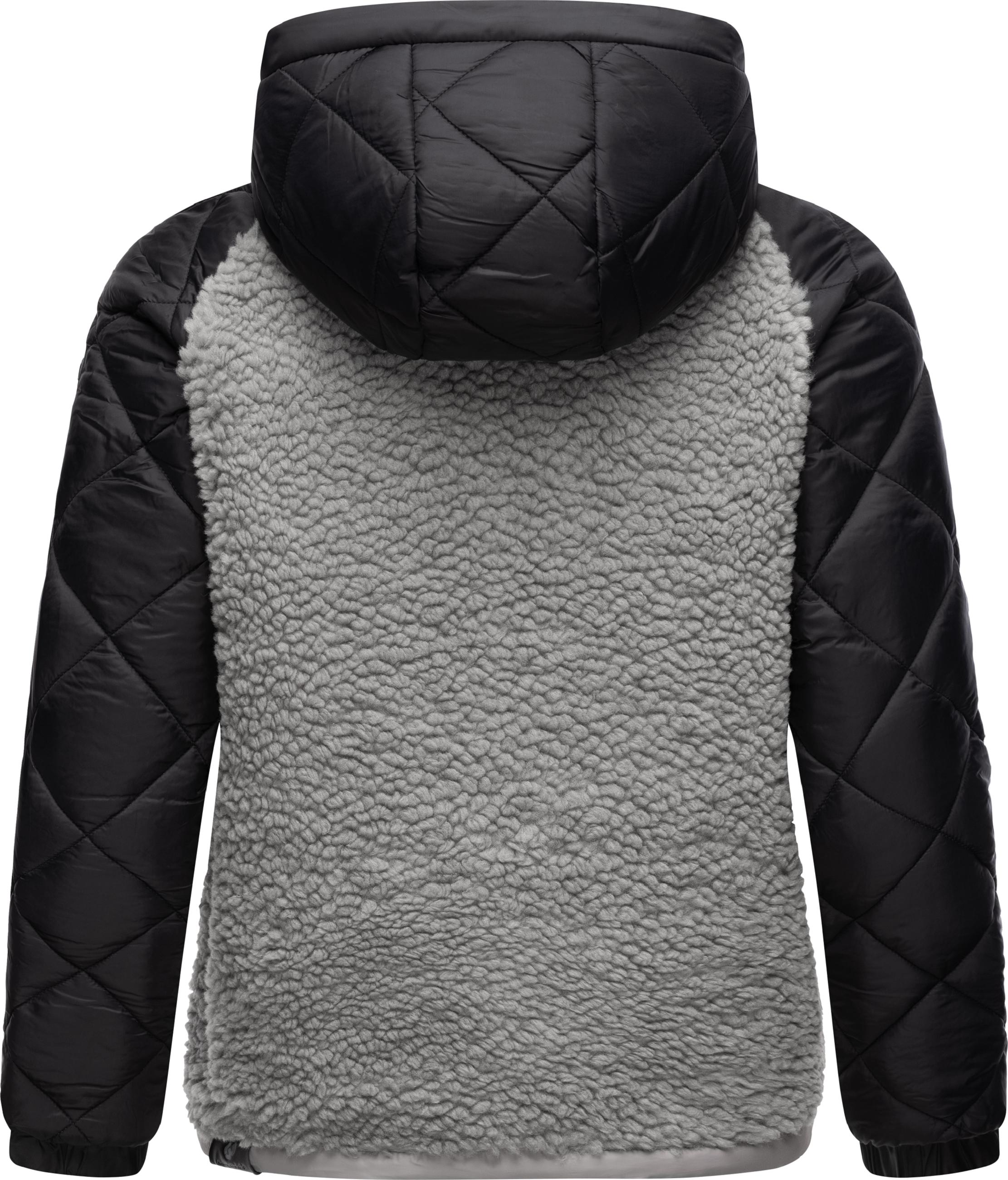 Materialmix-Jacke mit Kapuze "Leeloo" Grey Blocked