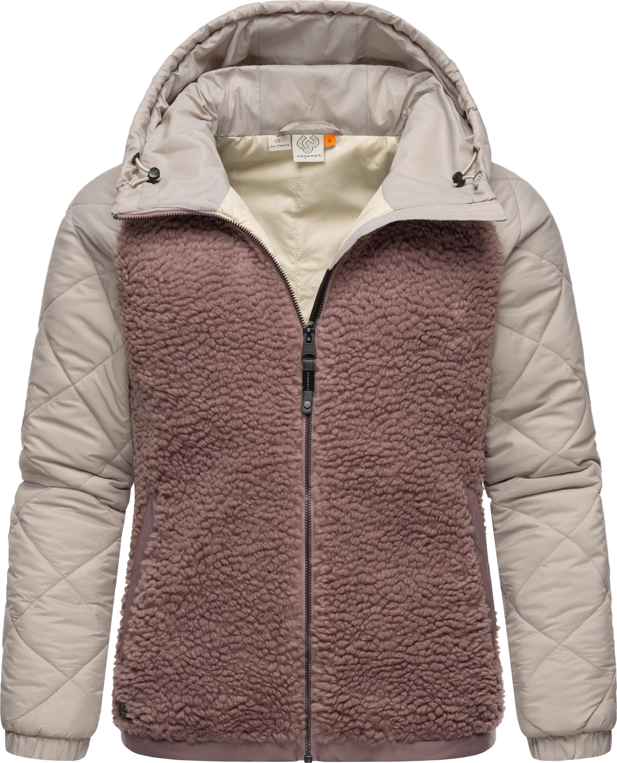 Materialmix-Jacke mit Kapuze "Leeloo" Mauve Blocked