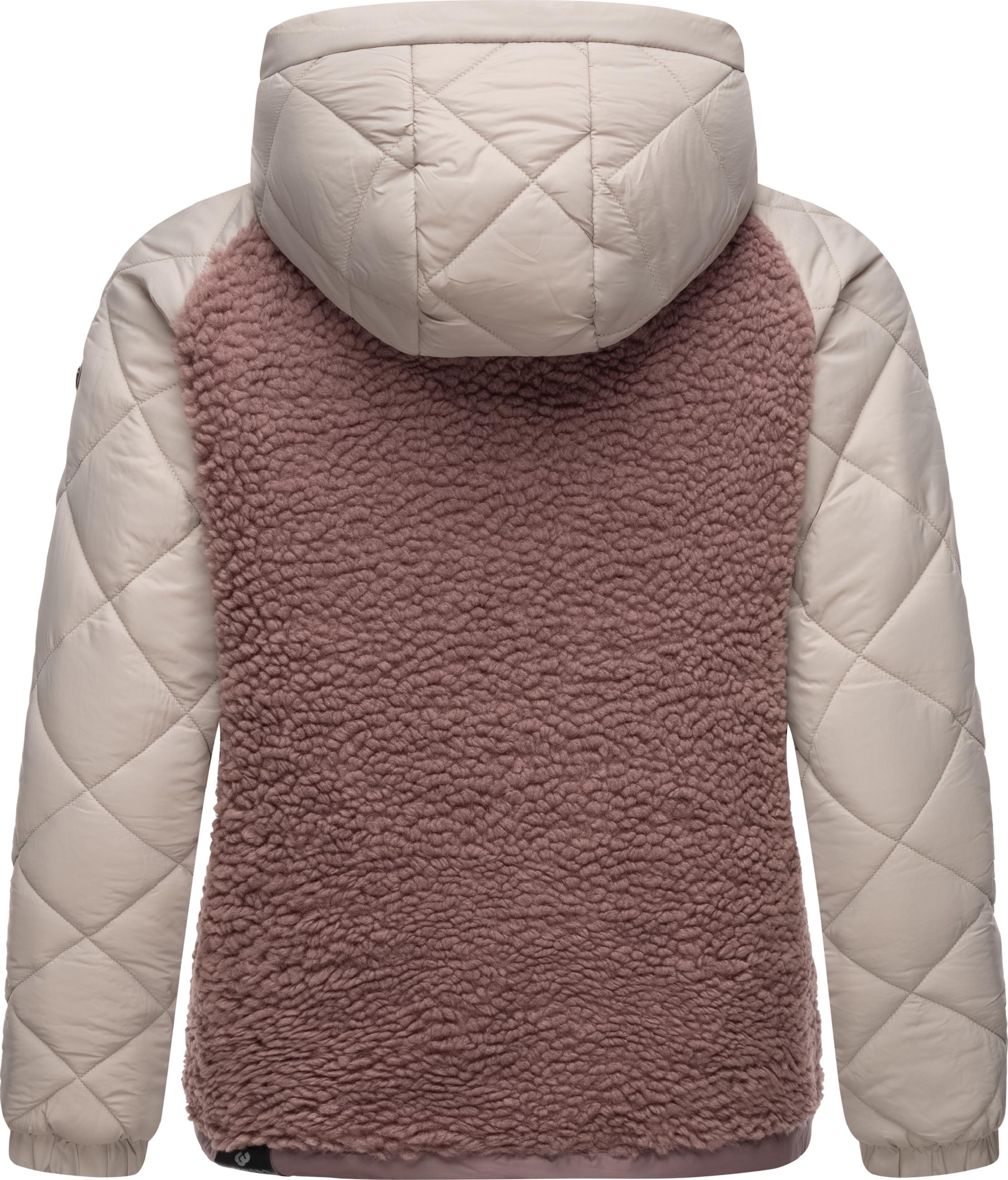 Materialmix-Jacke mit Kapuze "Leeloo" Mauve Blocked