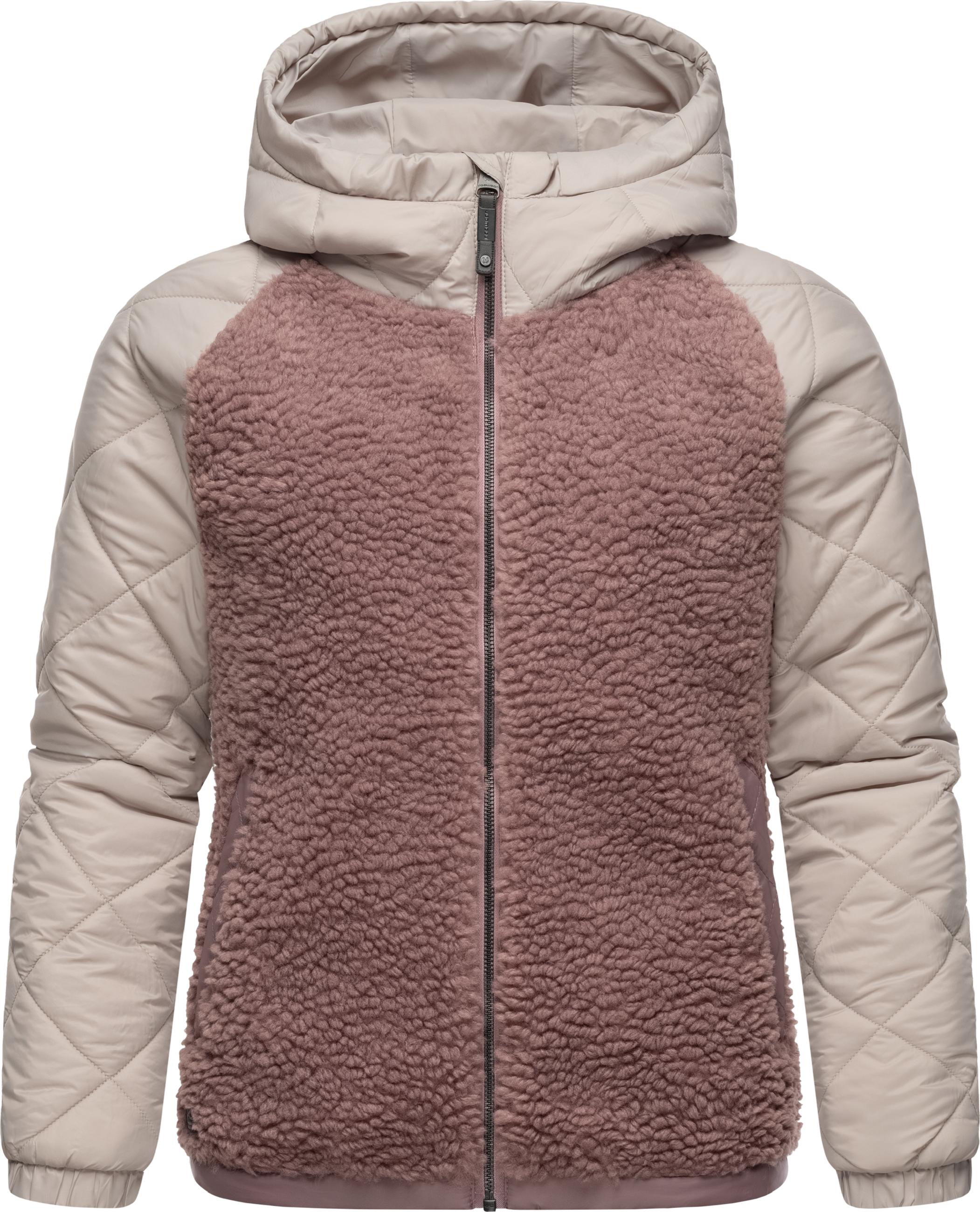 Materialmix-Jacke mit Kapuze "Leeloo" Mauve Blocked