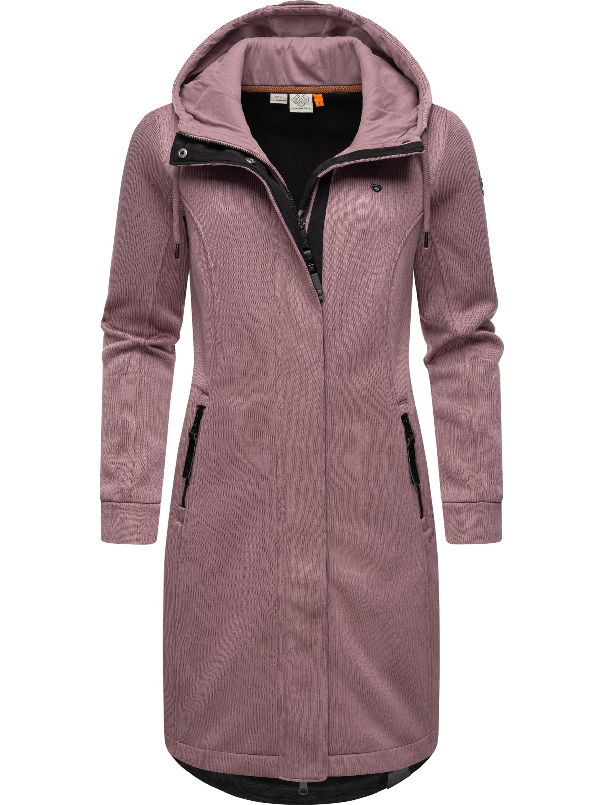 Lange Übergangsjacke aus Rippstrick "Letti Long Bonded" Mauve