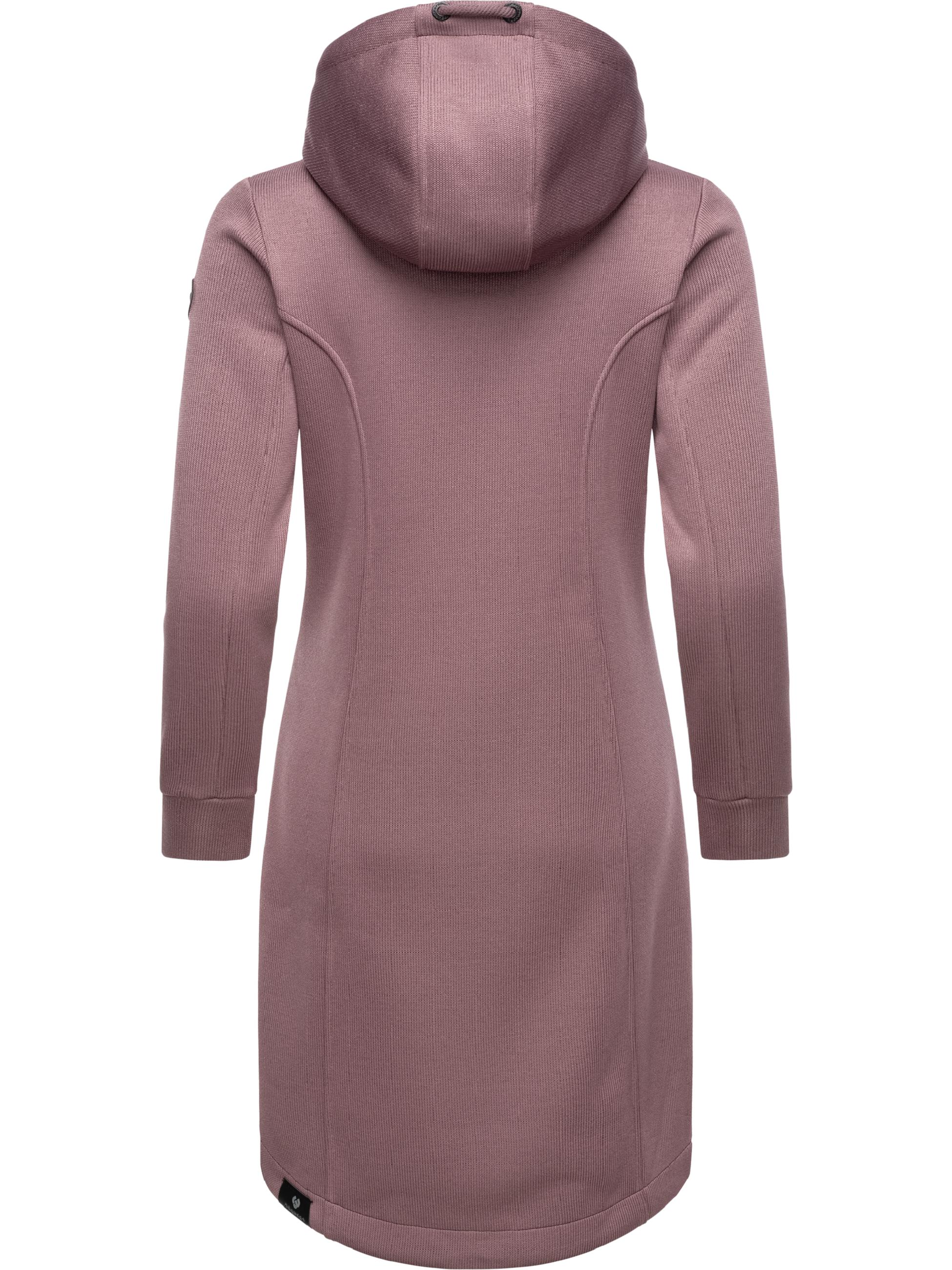 Lange Übergangsjacke aus Rippstrick "Letti Long Bonded" Mauve