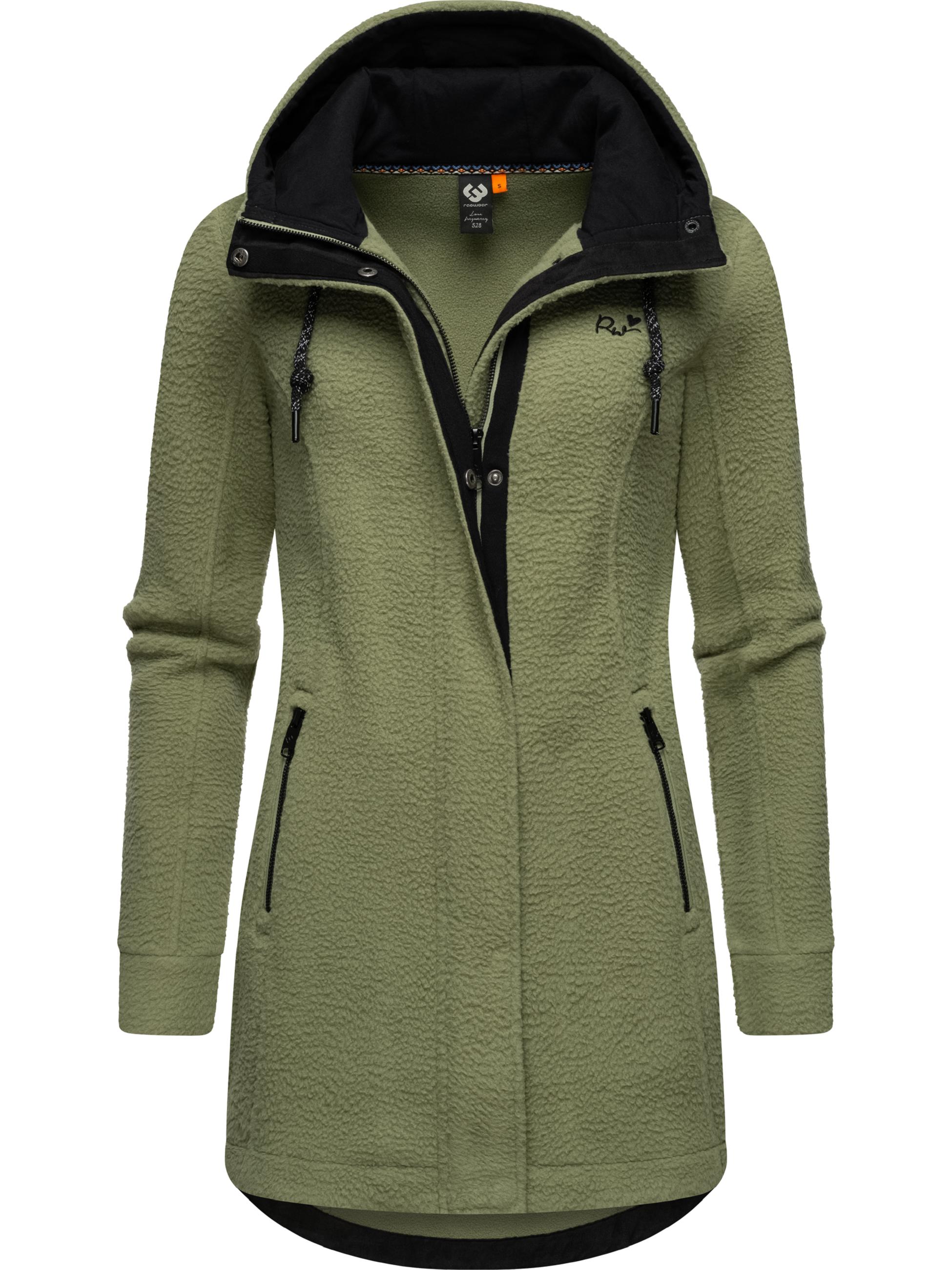 Weicher Fleecemantel mit Kapuze "Letti Teddy-Fleece" Light Olive