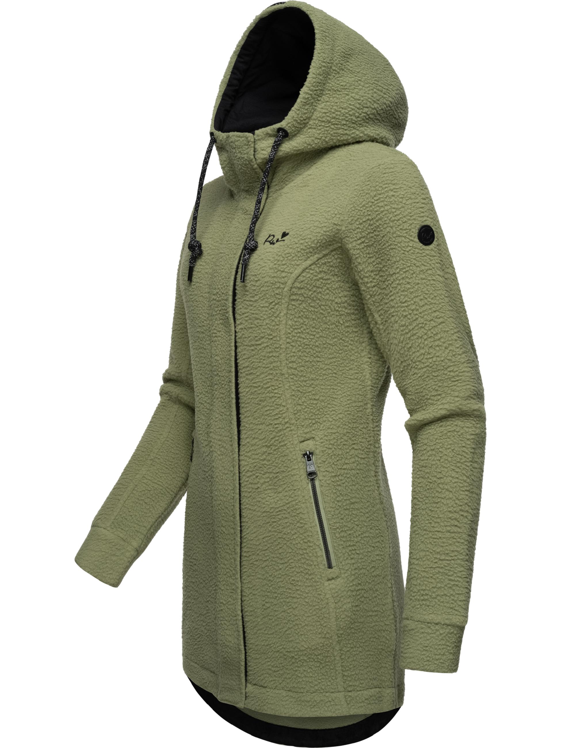 Weicher Fleecemantel mit Kapuze "Letti Teddy-Fleece" Light Olive