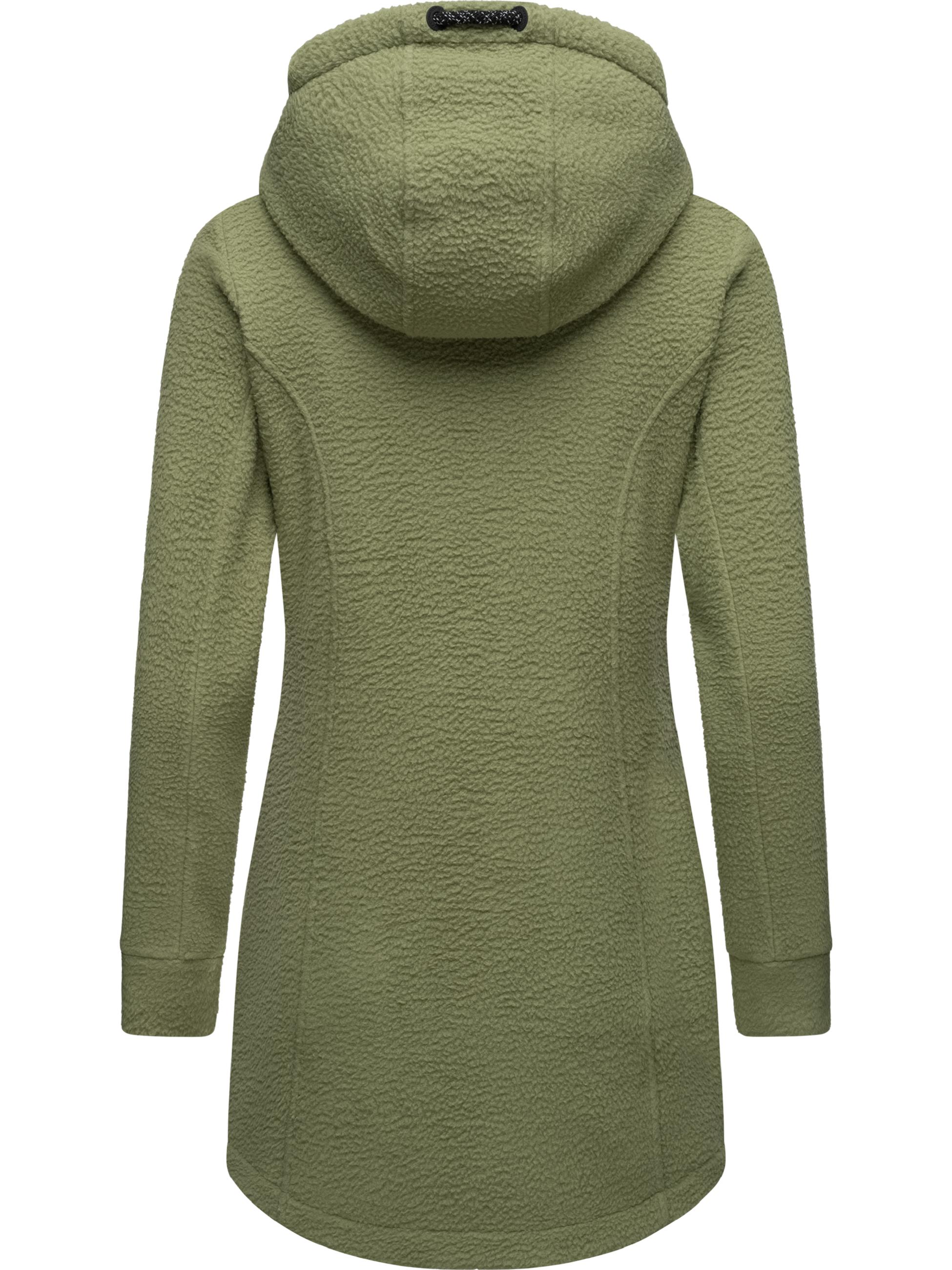 Weicher Fleecemantel mit Kapuze "Letti Teddy-Fleece" Light Olive