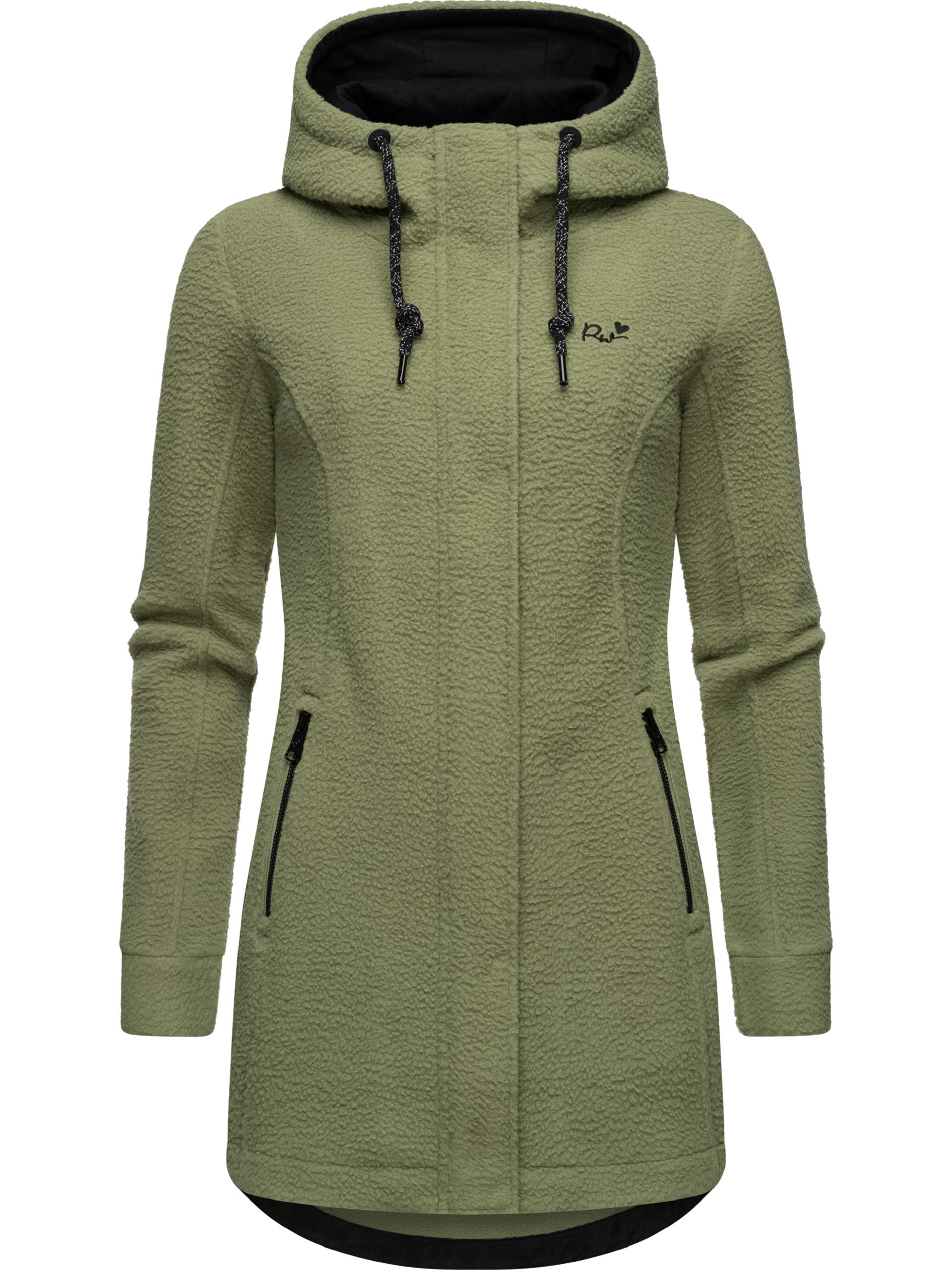 Weicher Fleecemantel mit Kapuze "Letti Teddy-Fleece" Light Olive