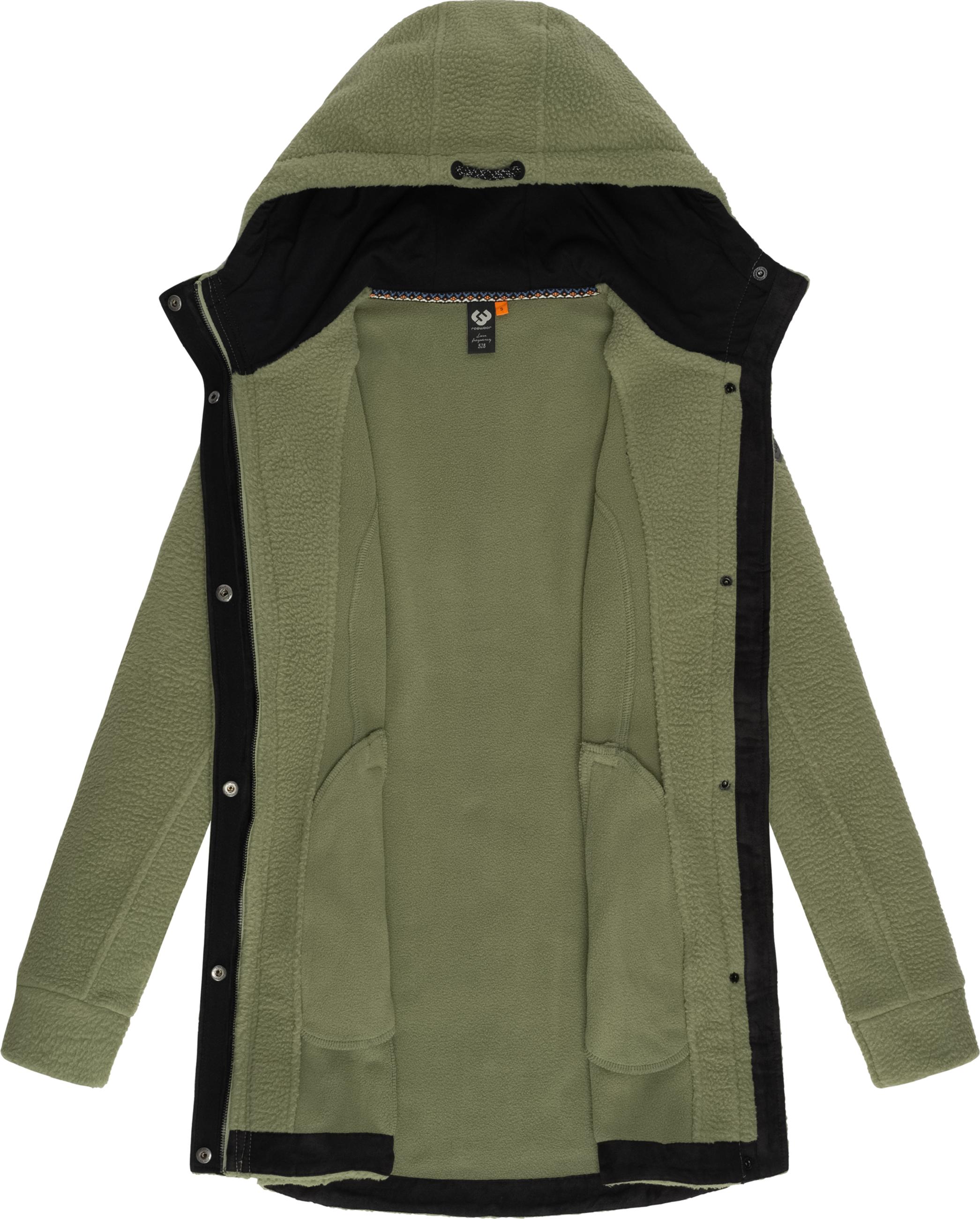 Weicher Fleecemantel mit Kapuze "Letti Teddy-Fleece" Light Olive