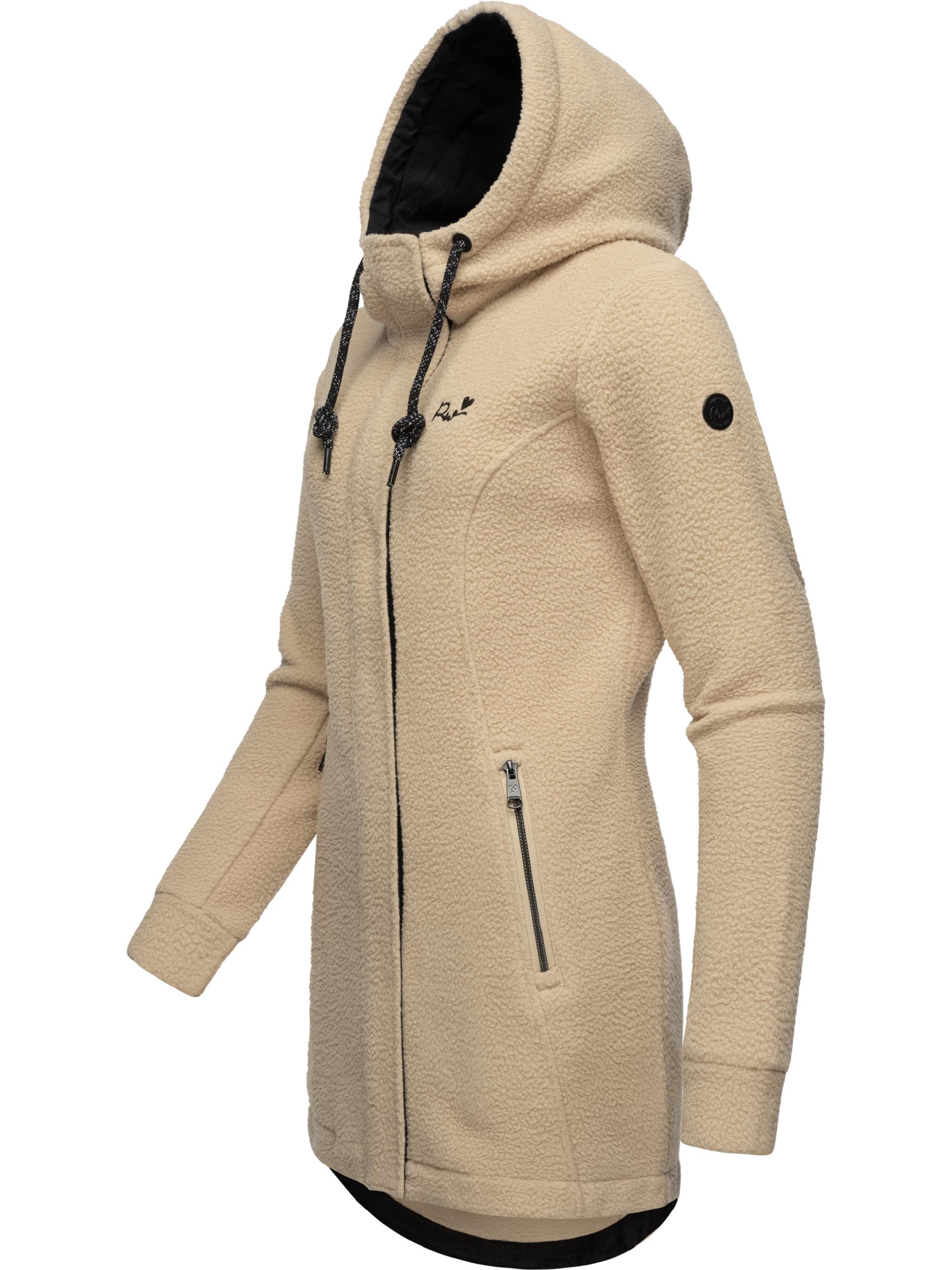 Weicher Fleecemantel mit Kapuze "Letti Teddy-Fleece" Sand