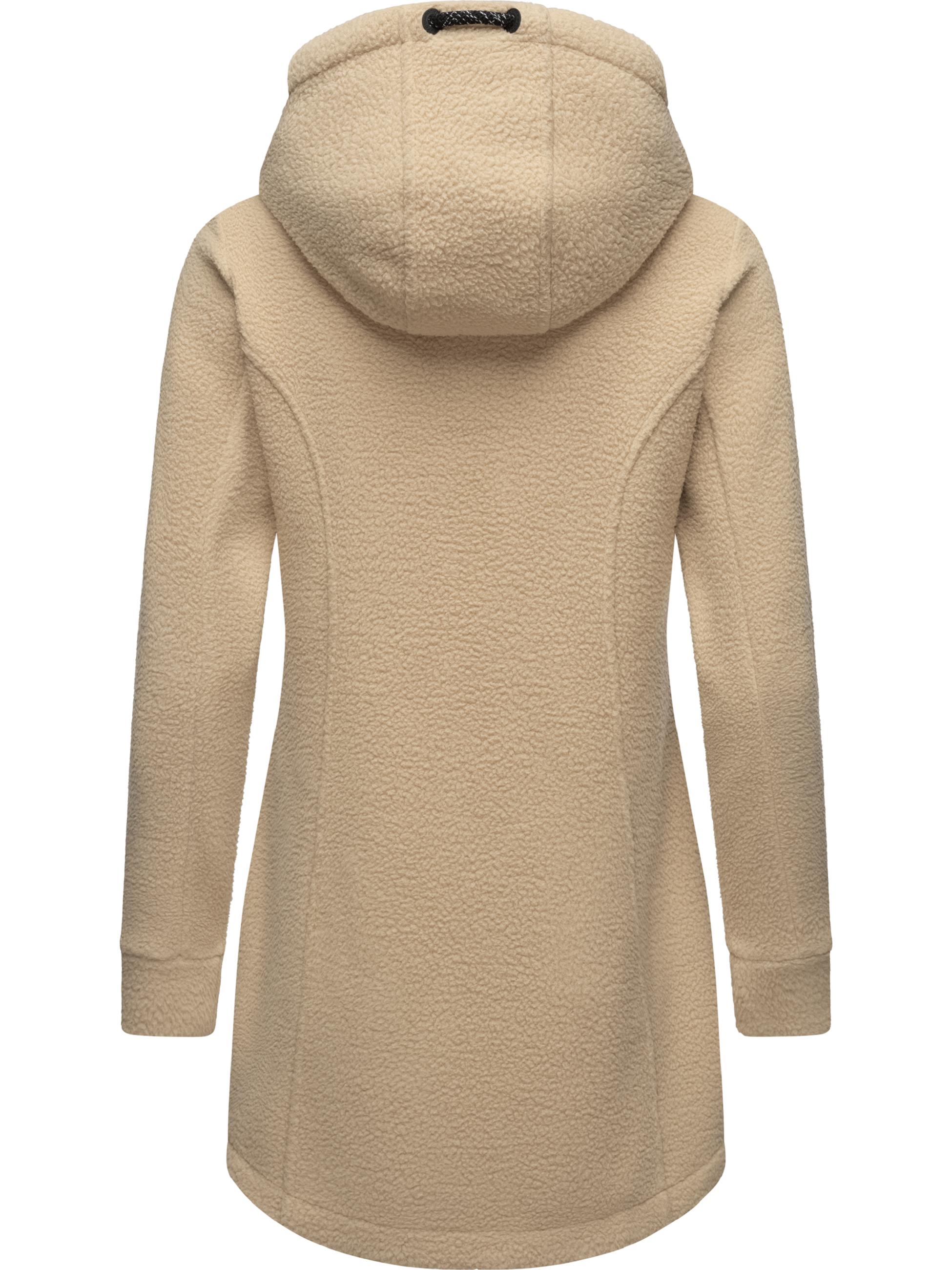 Weicher Fleecemantel mit Kapuze "Letti Teddy-Fleece" Sand