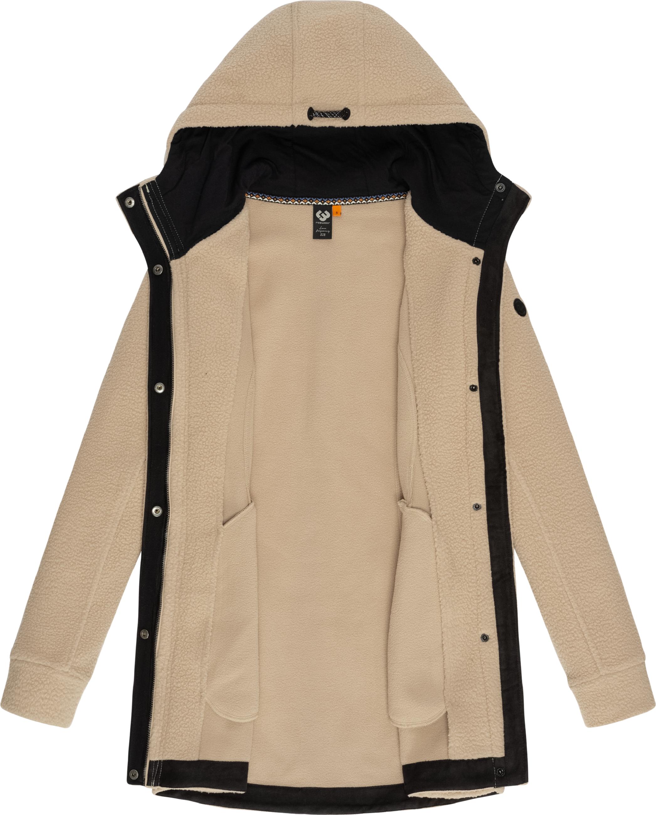 Weicher Fleecemantel mit Kapuze "Letti Teddy-Fleece" Sand