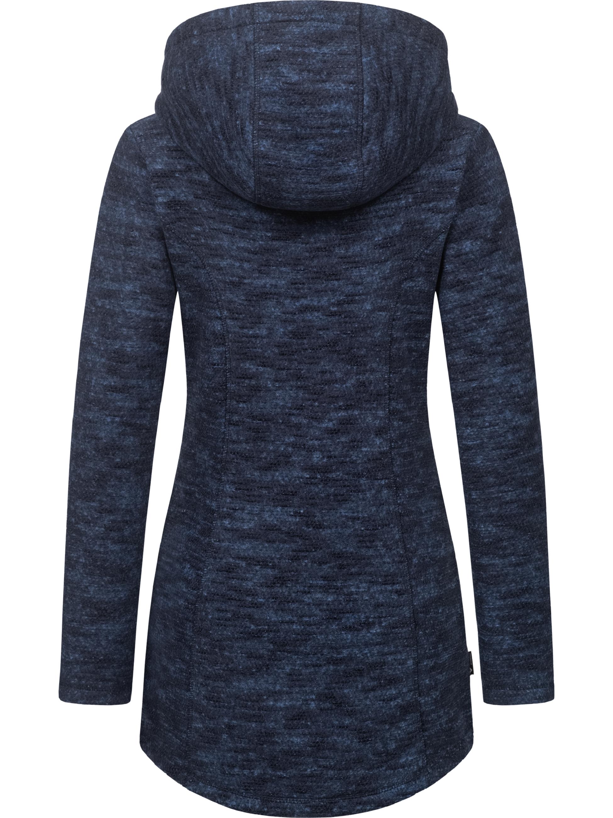 Kuschelige lange Strickjacke mit Kapuze "Leysha Melange" Navy