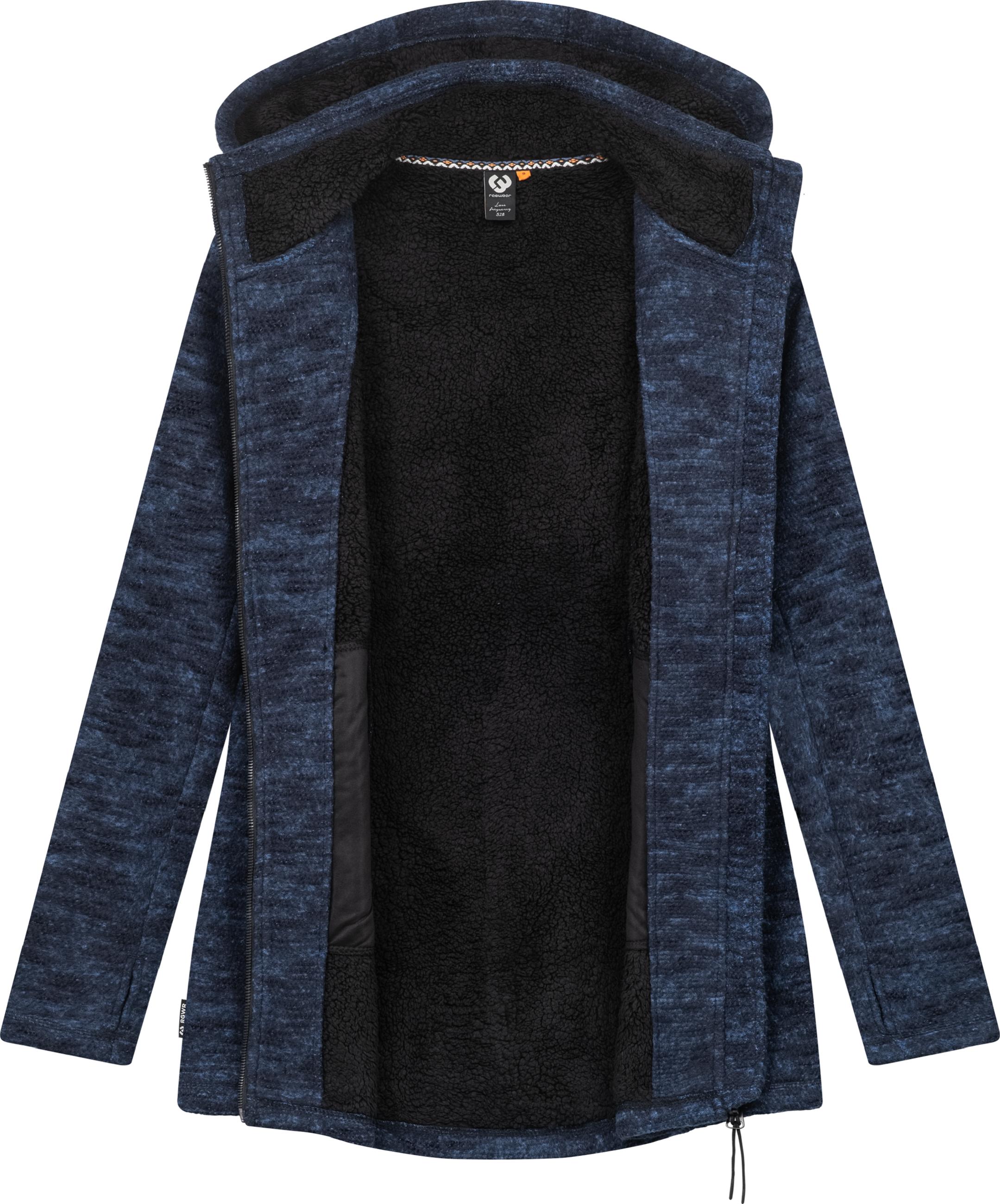 Kuschelige lange Strickjacke mit Kapuze "Leysha Melange" Navy