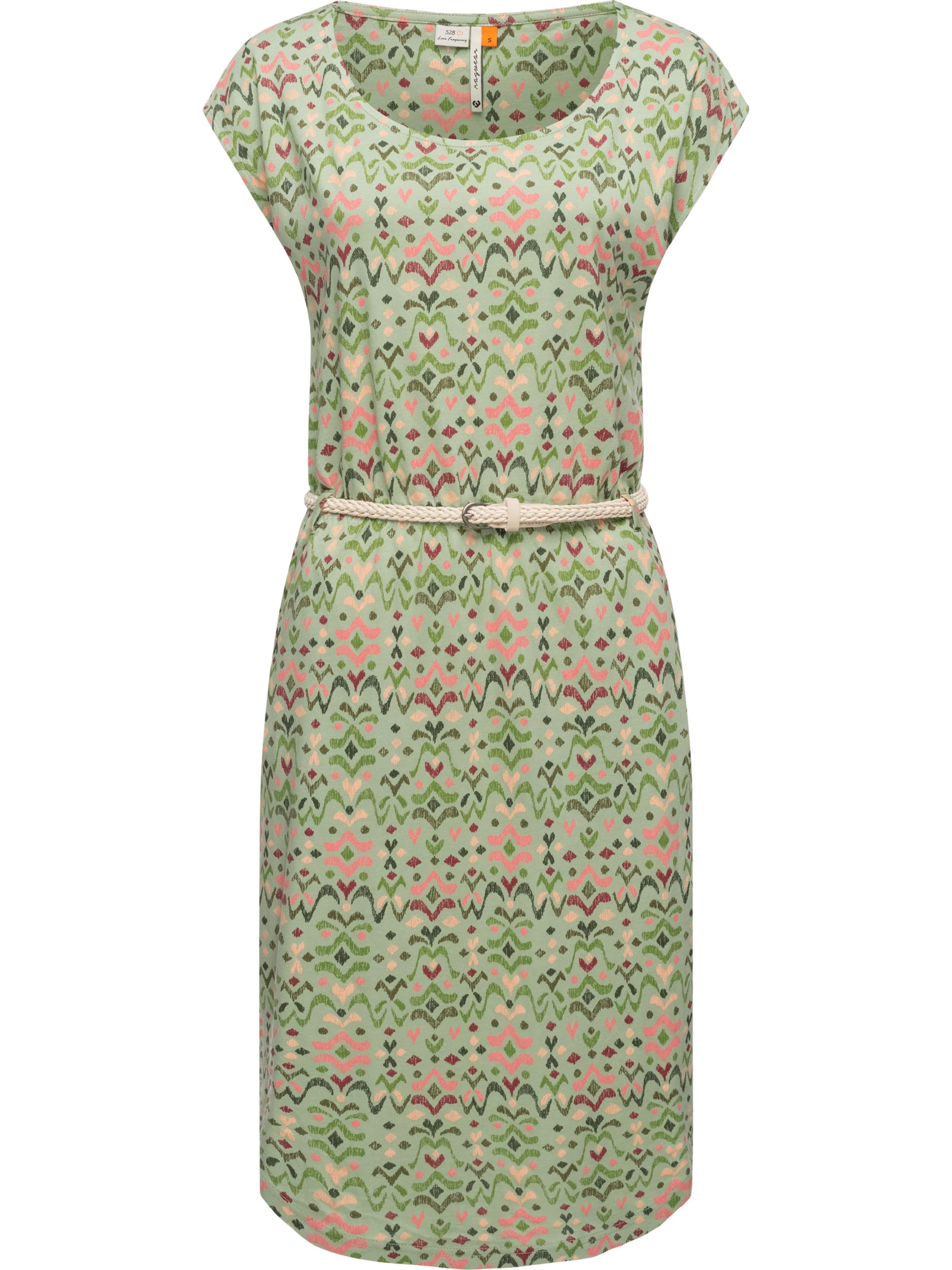 Sommerkleid mit Taillengürtel "Lilithe Ikat" Dusty Green