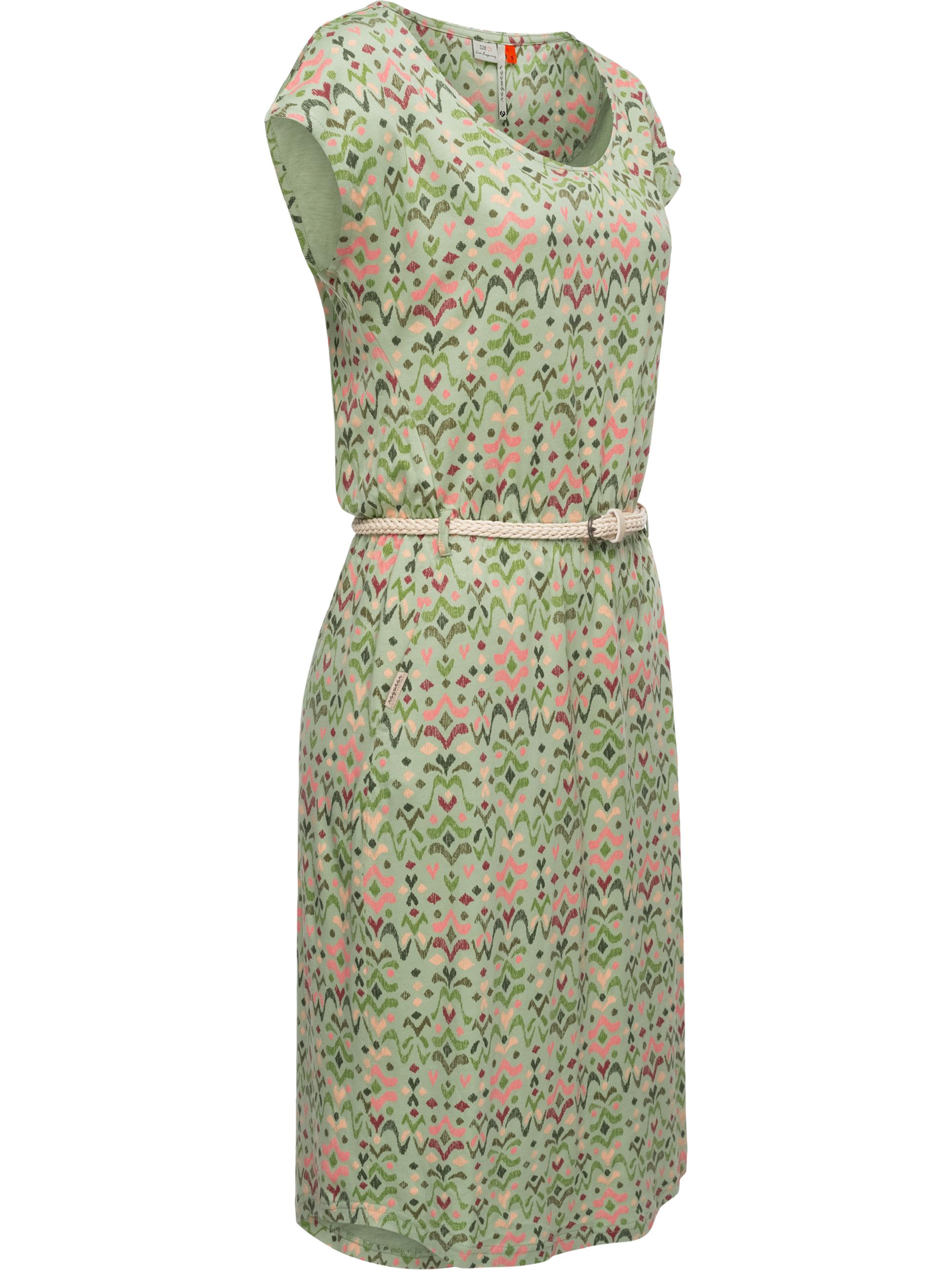 Sommerkleid mit Taillengürtel "Lilithe Ikat" Dusty Green