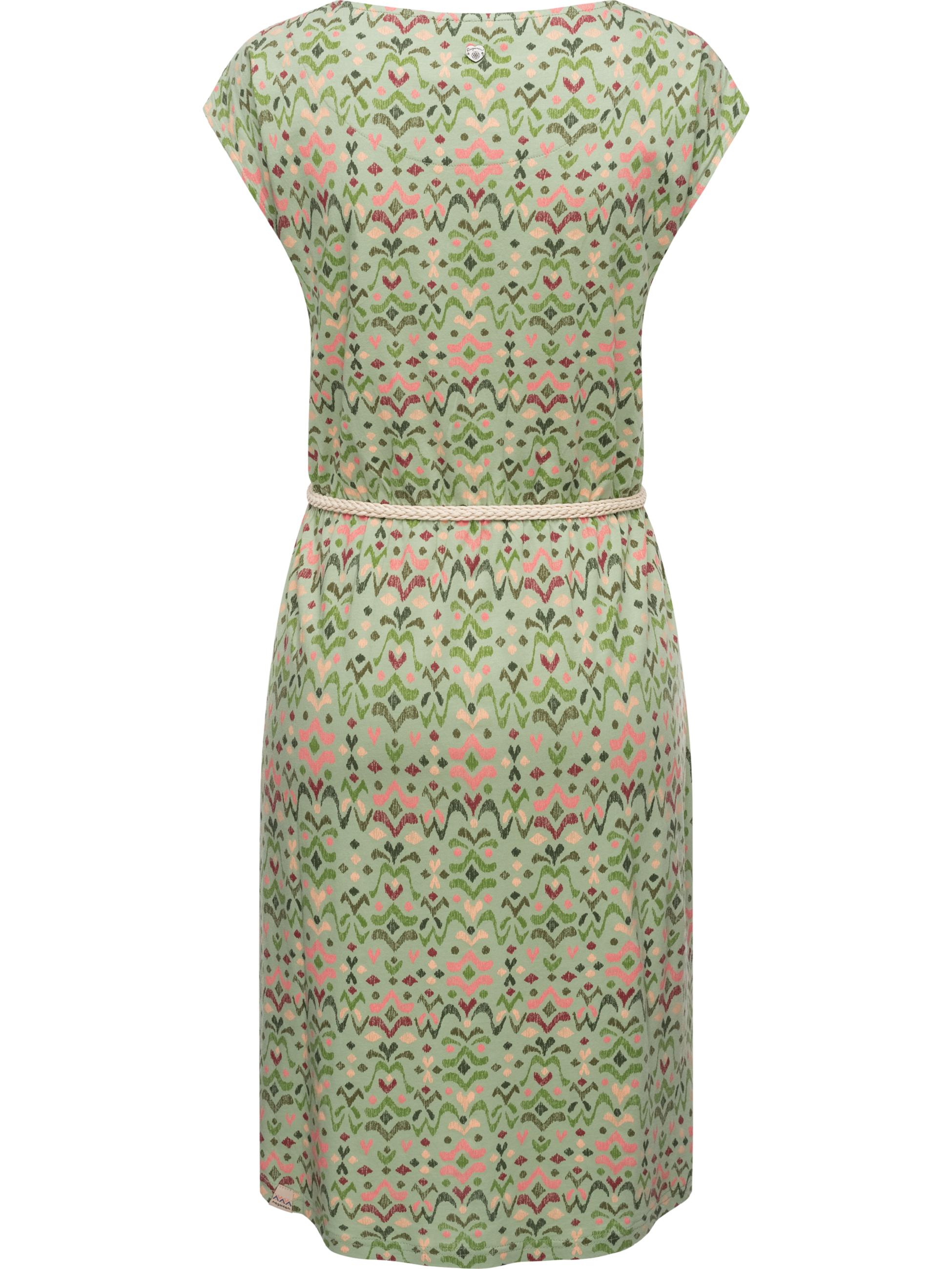 Sommerkleid mit Taillengürtel "Lilithe Ikat" Dusty Green