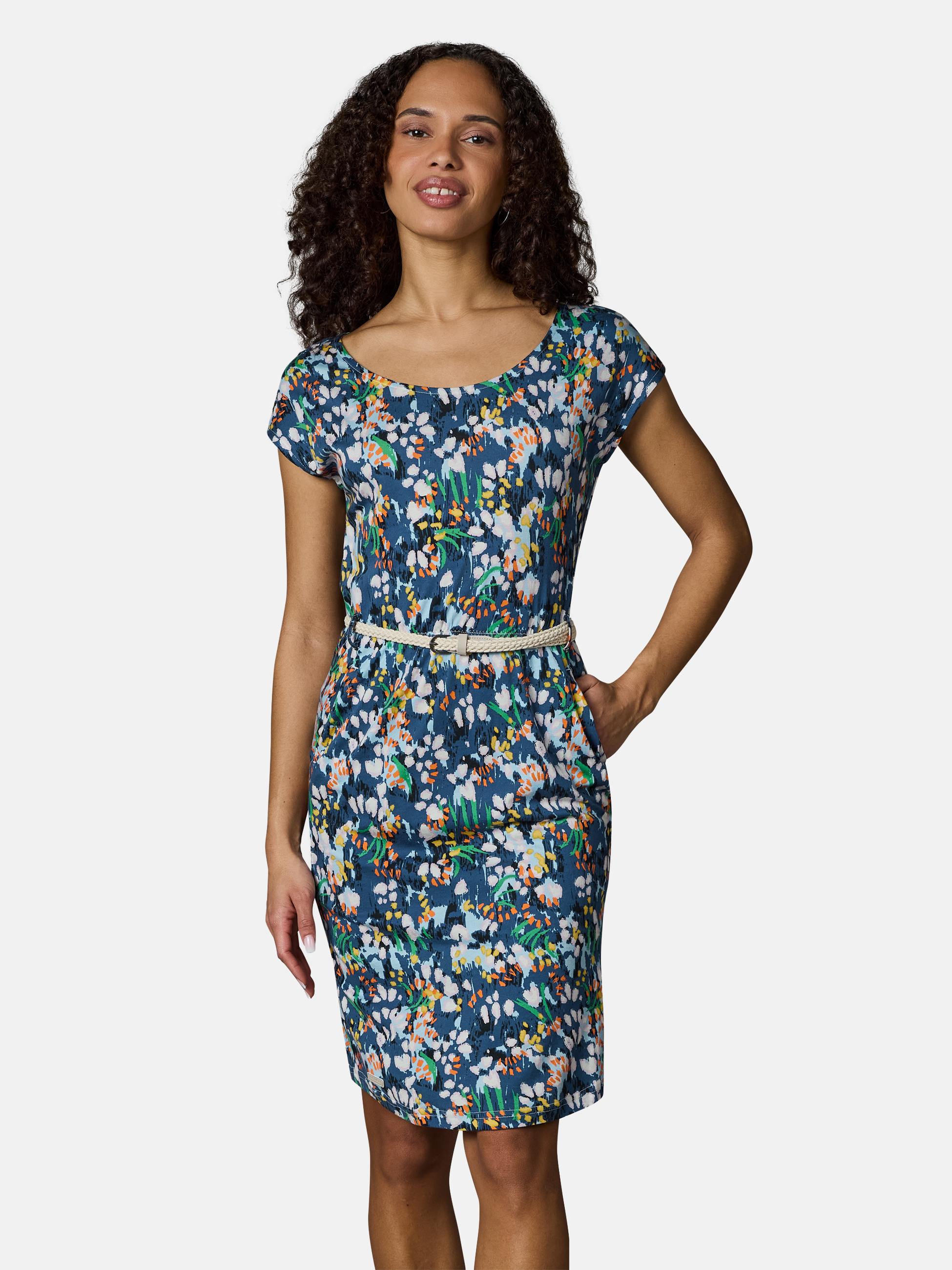 Kurzarm Midikleid mit Taillengürtel "Lilithe" Indigo Blue26