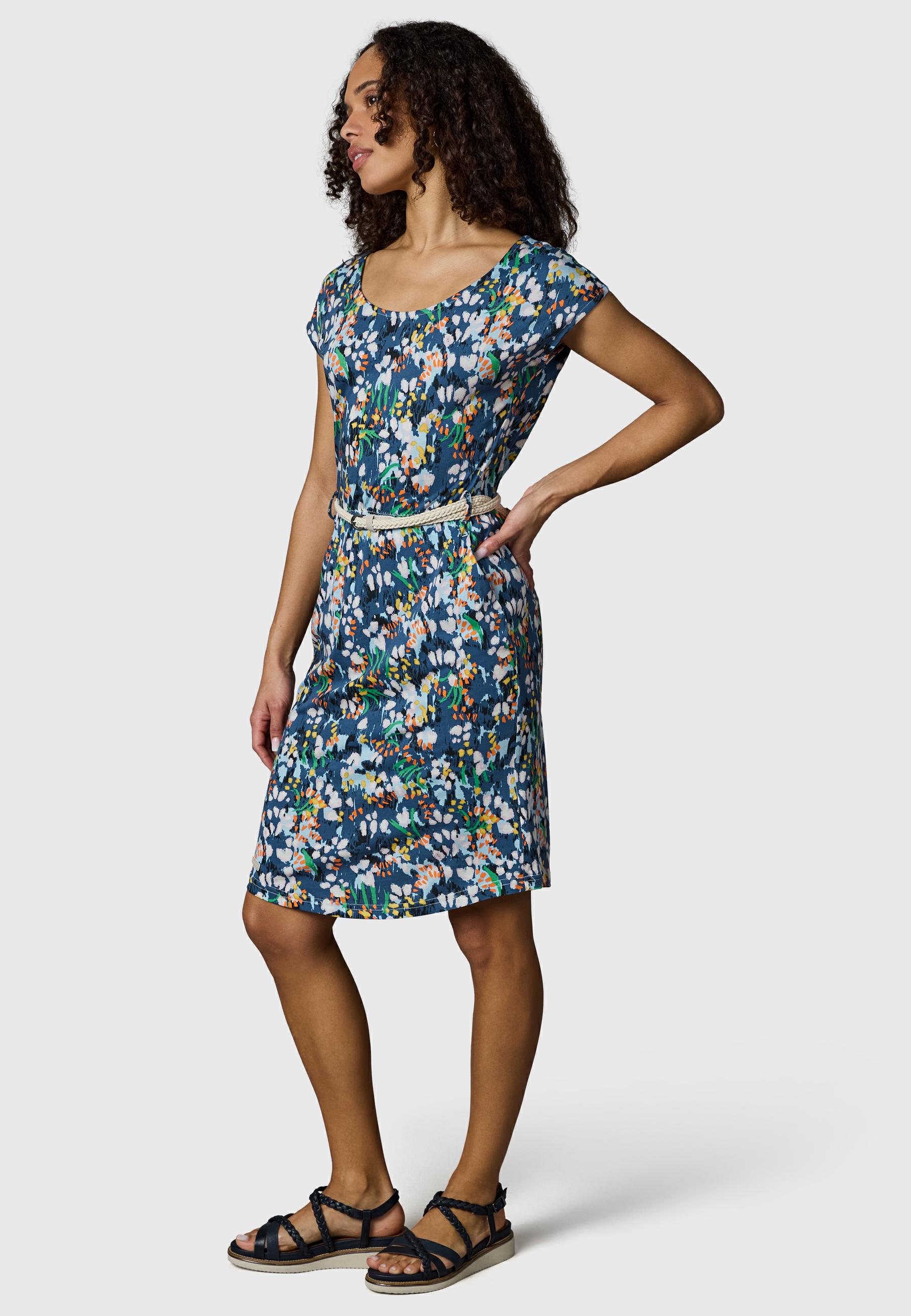 Kurzarm Midikleid mit Taillengürtel "Lilithe" Indigo Blue26