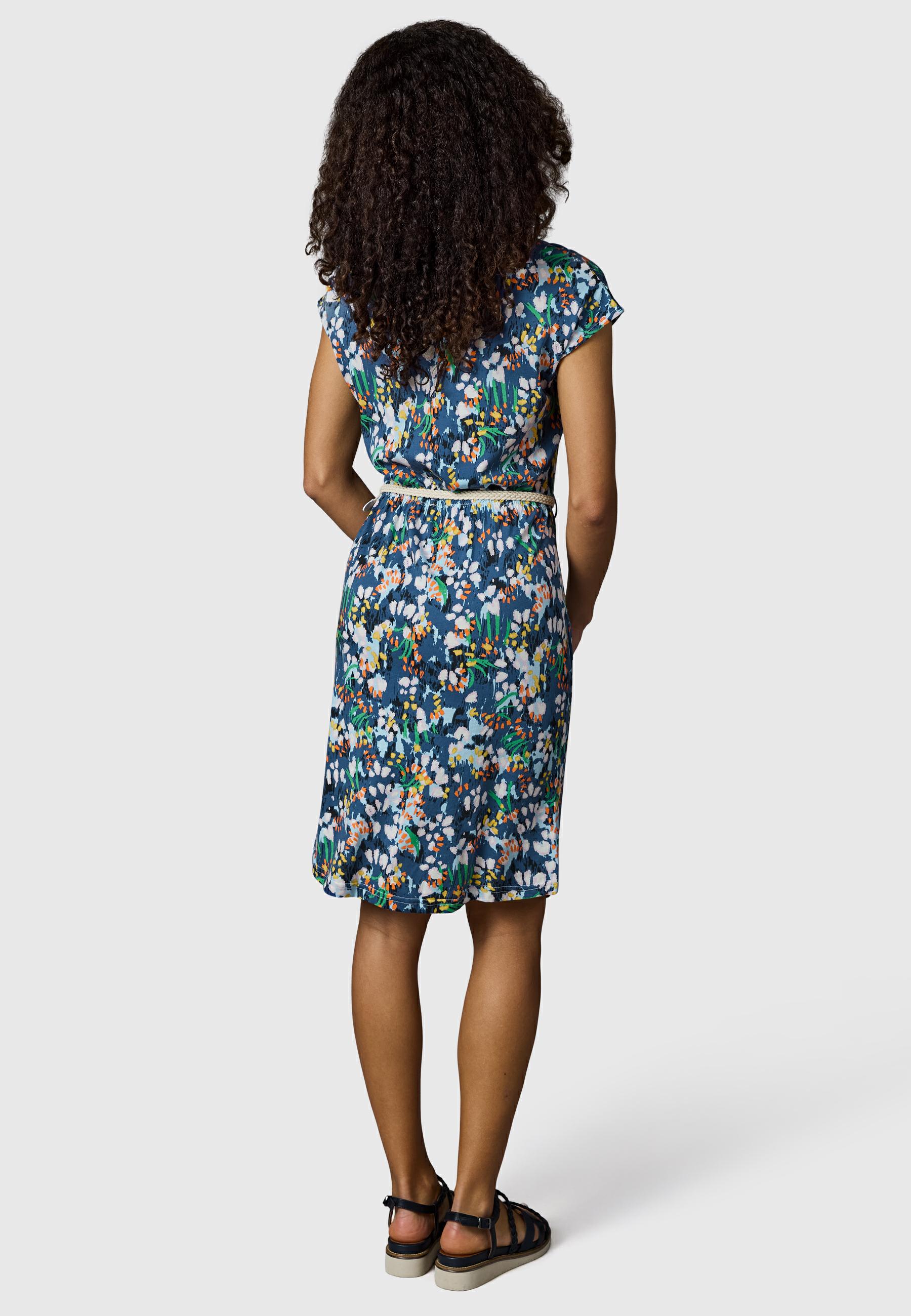 Kurzarm Midikleid mit Taillengürtel "Lilithe" Indigo Blue26