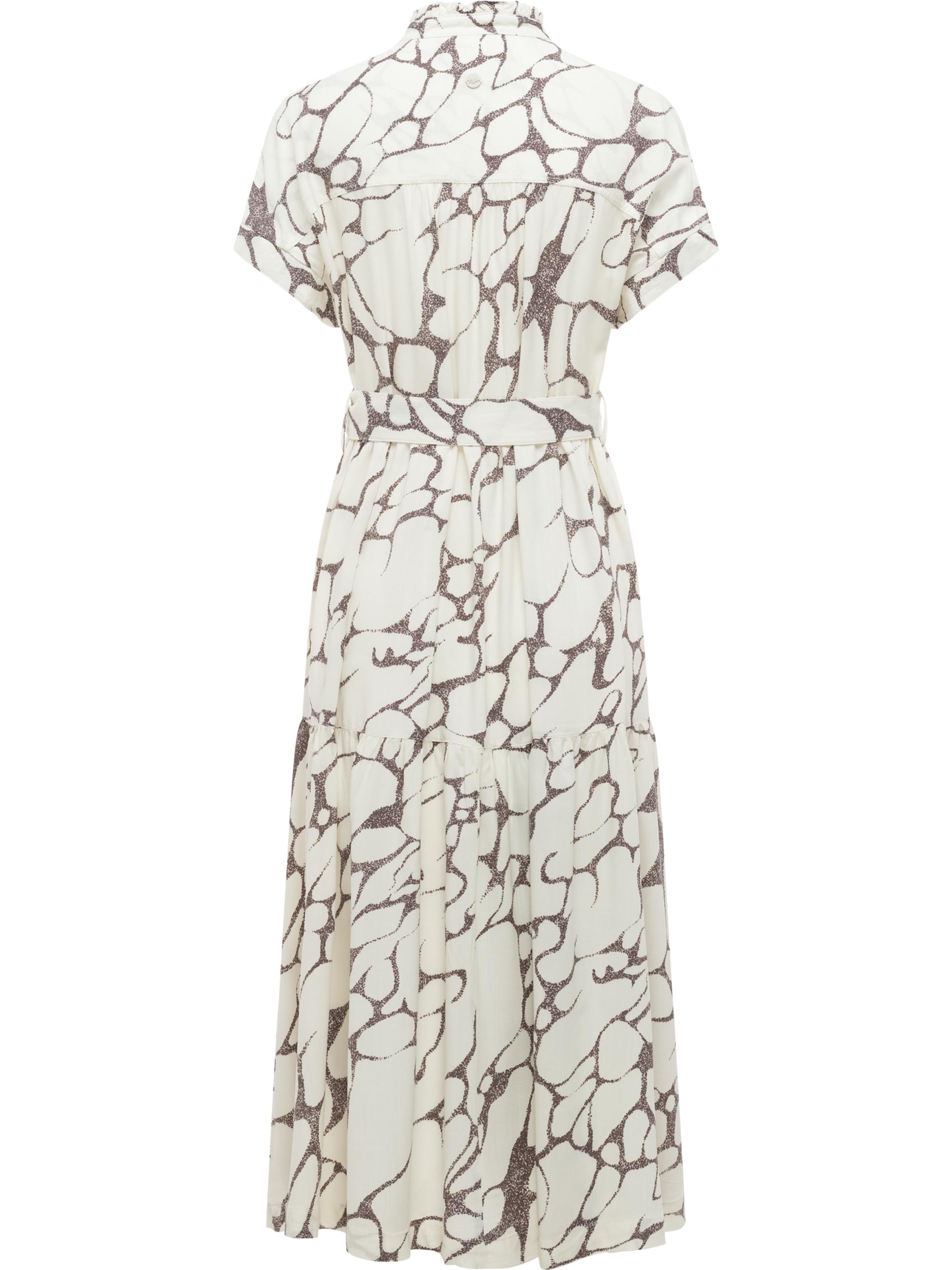 Kurzarm Sommerkleid mit Bindeband "Liora Print" Ivory