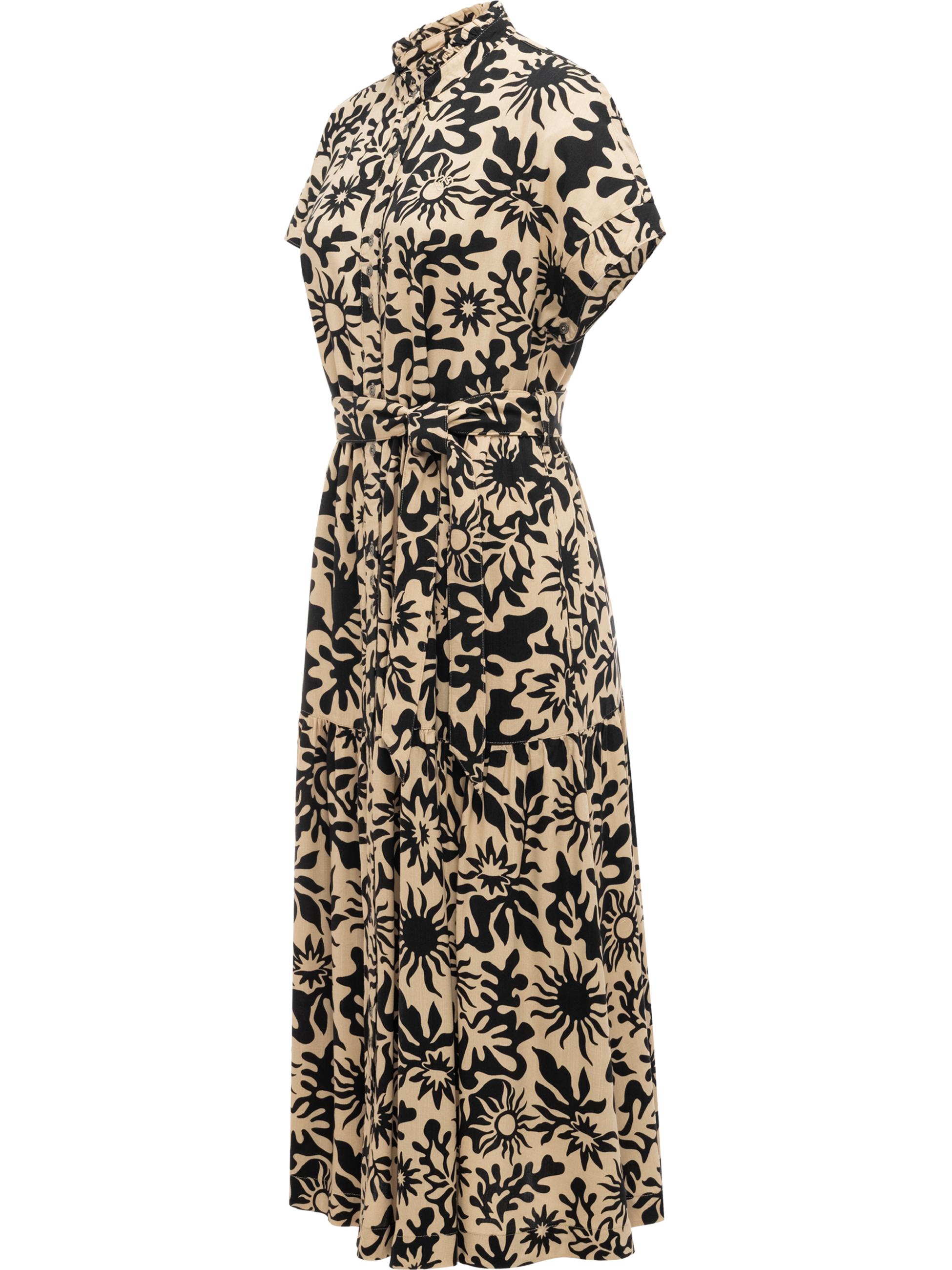 Kurzarm Sommerkleid mit Bindeband "Liora Print" Sand