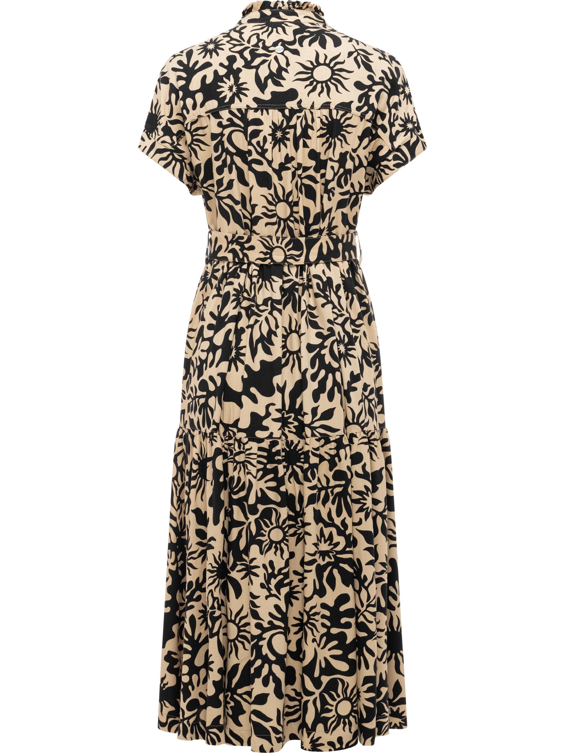 Kurzarm Sommerkleid mit Bindeband "Liora Print" Sand