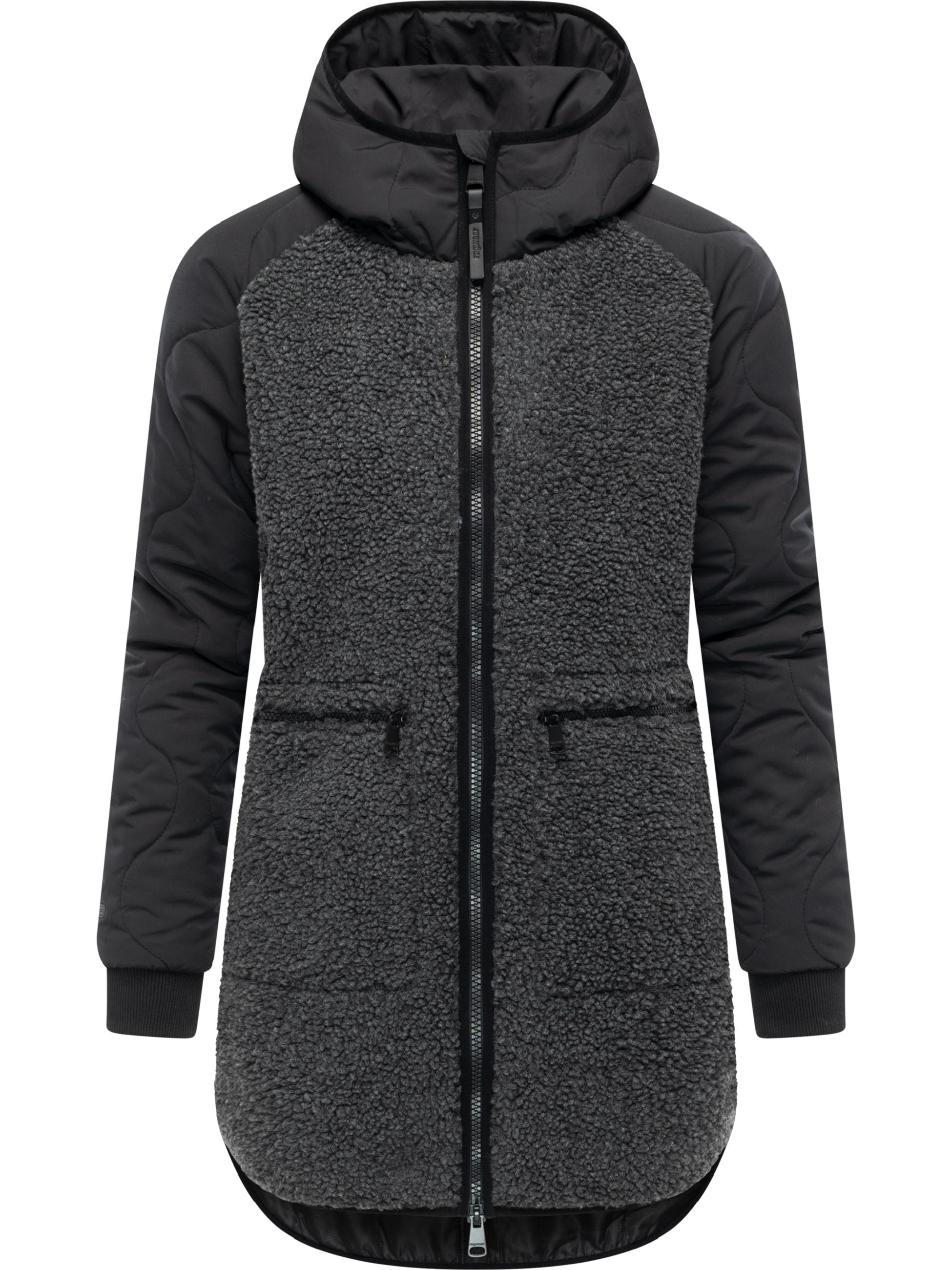 Lange Plüschjacke mit Kapuze "Longeddy" Black025