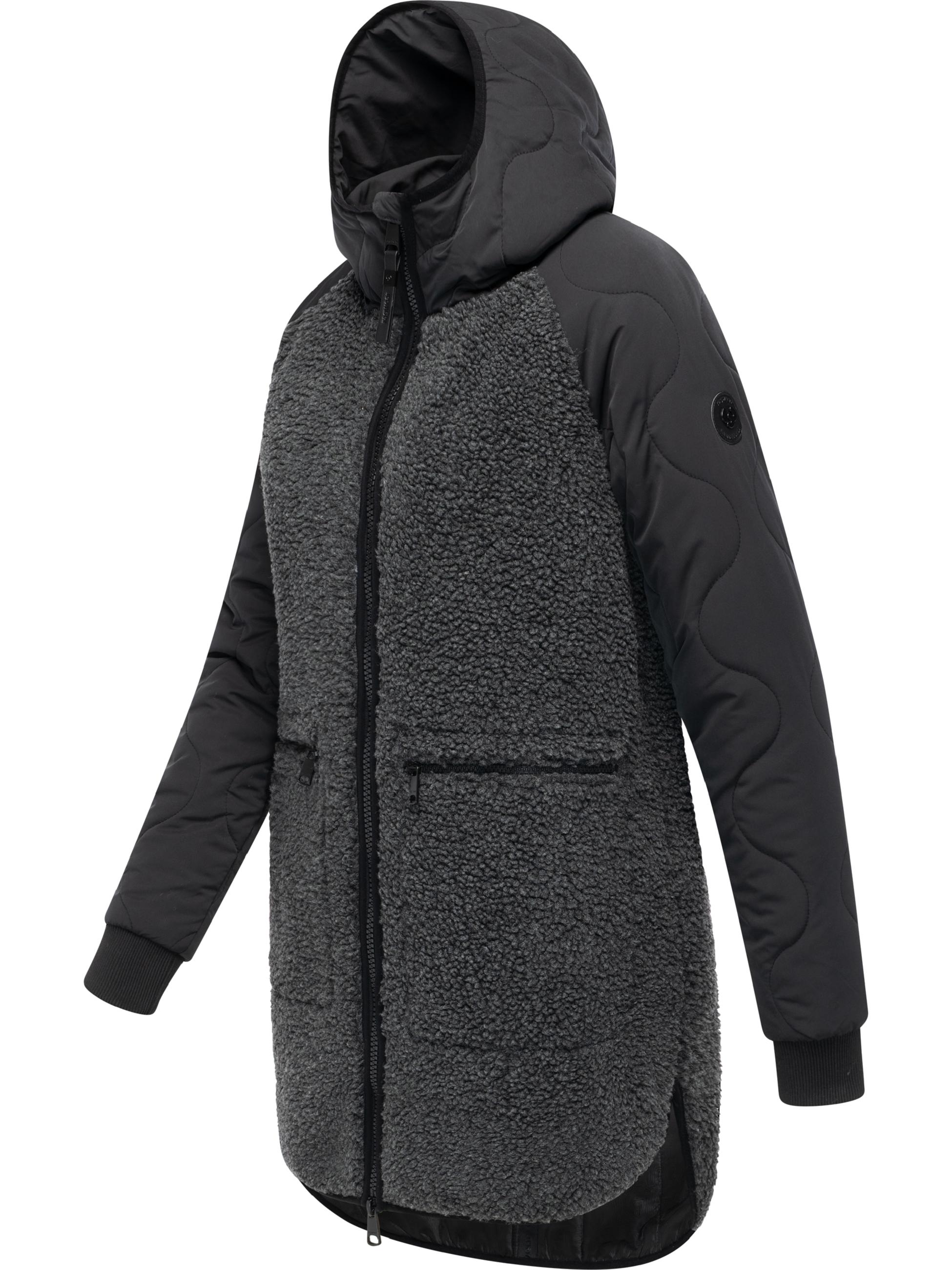 Lange Plüschjacke mit Kapuze "Longeddy" Black025