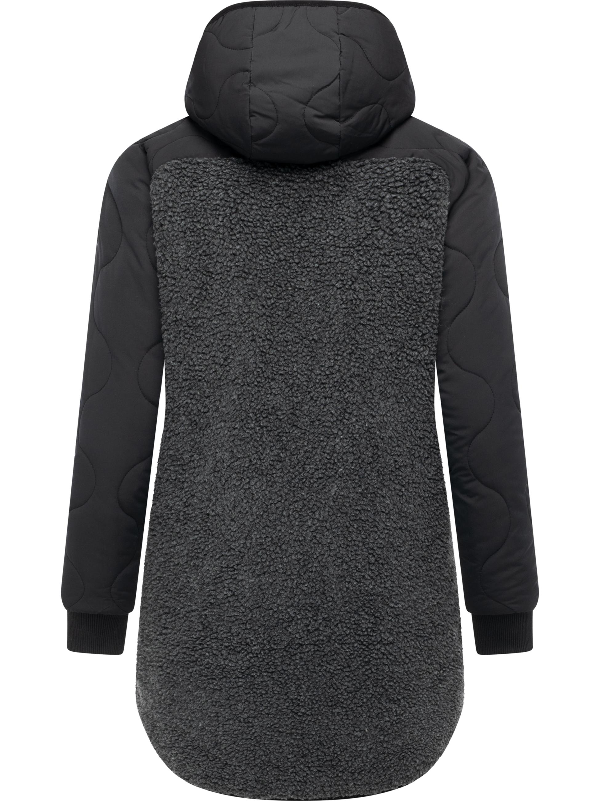 Lange Plüschjacke mit Kapuze "Longeddy" Black025