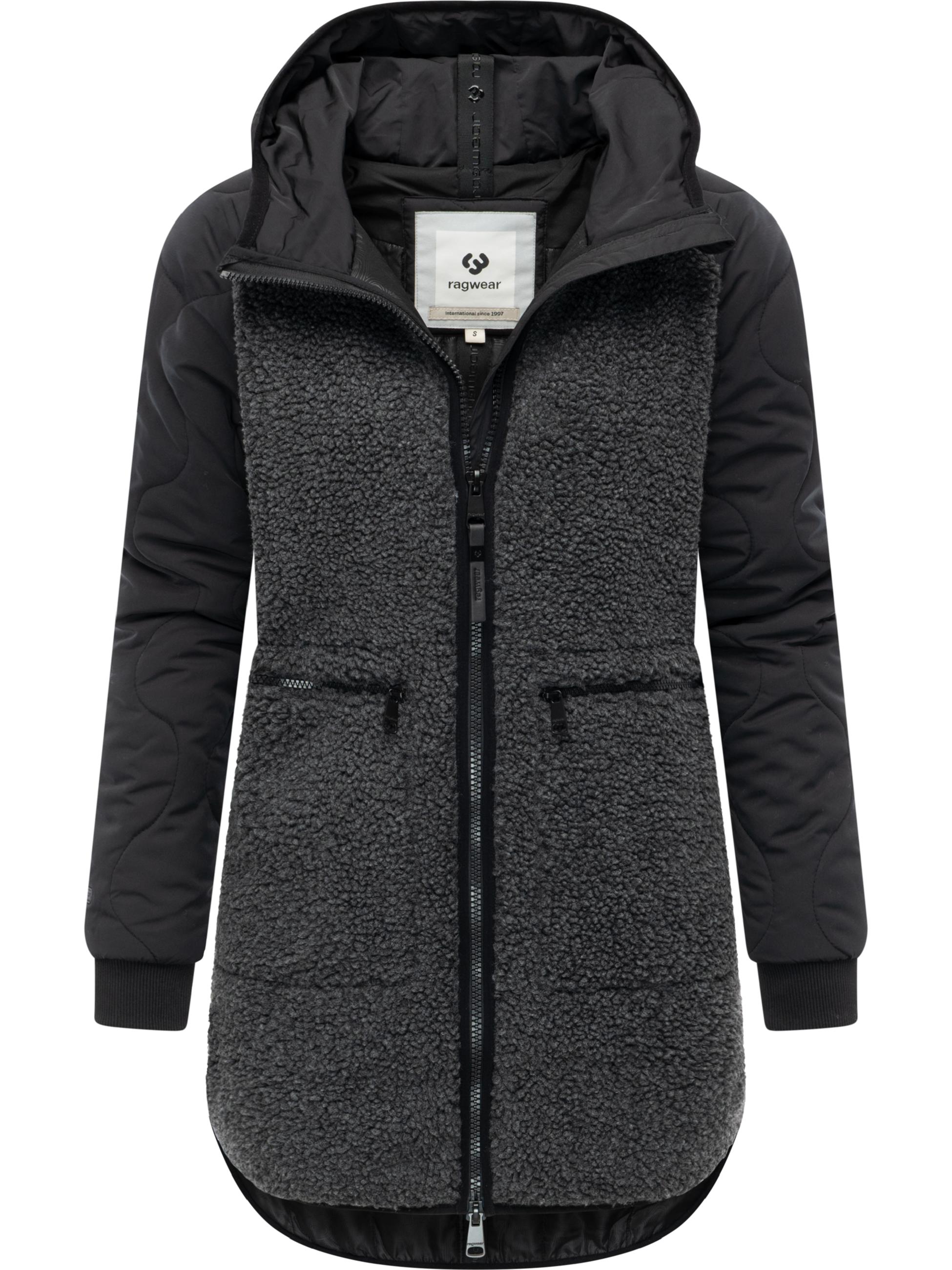 Lange Plüschjacke mit Kapuze "Longeddy" Black025