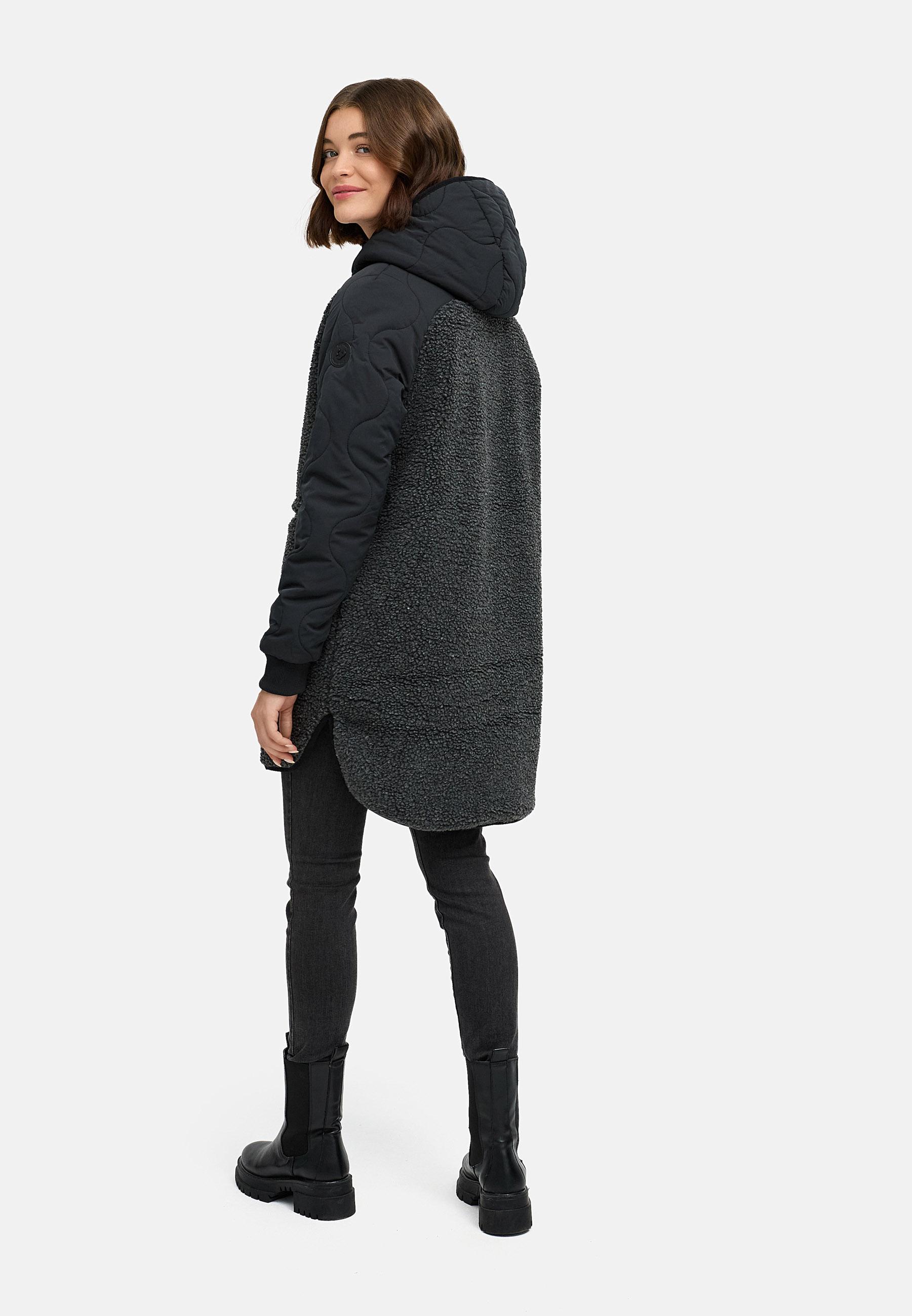 Lange Plüschjacke mit Kapuze "Longeddy" Black025