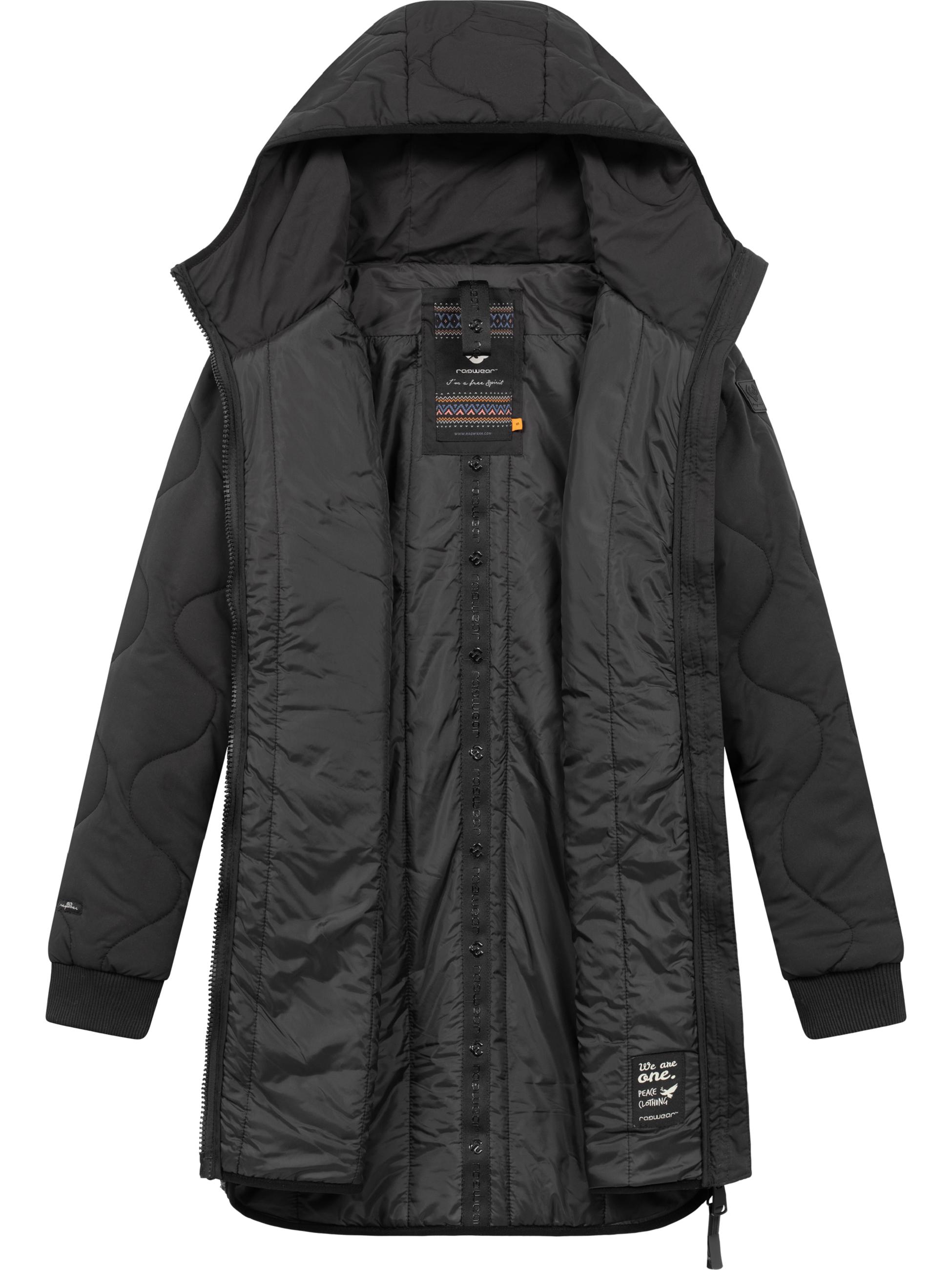 Lange Plüschjacke mit Kapuze "Longeddy" Black