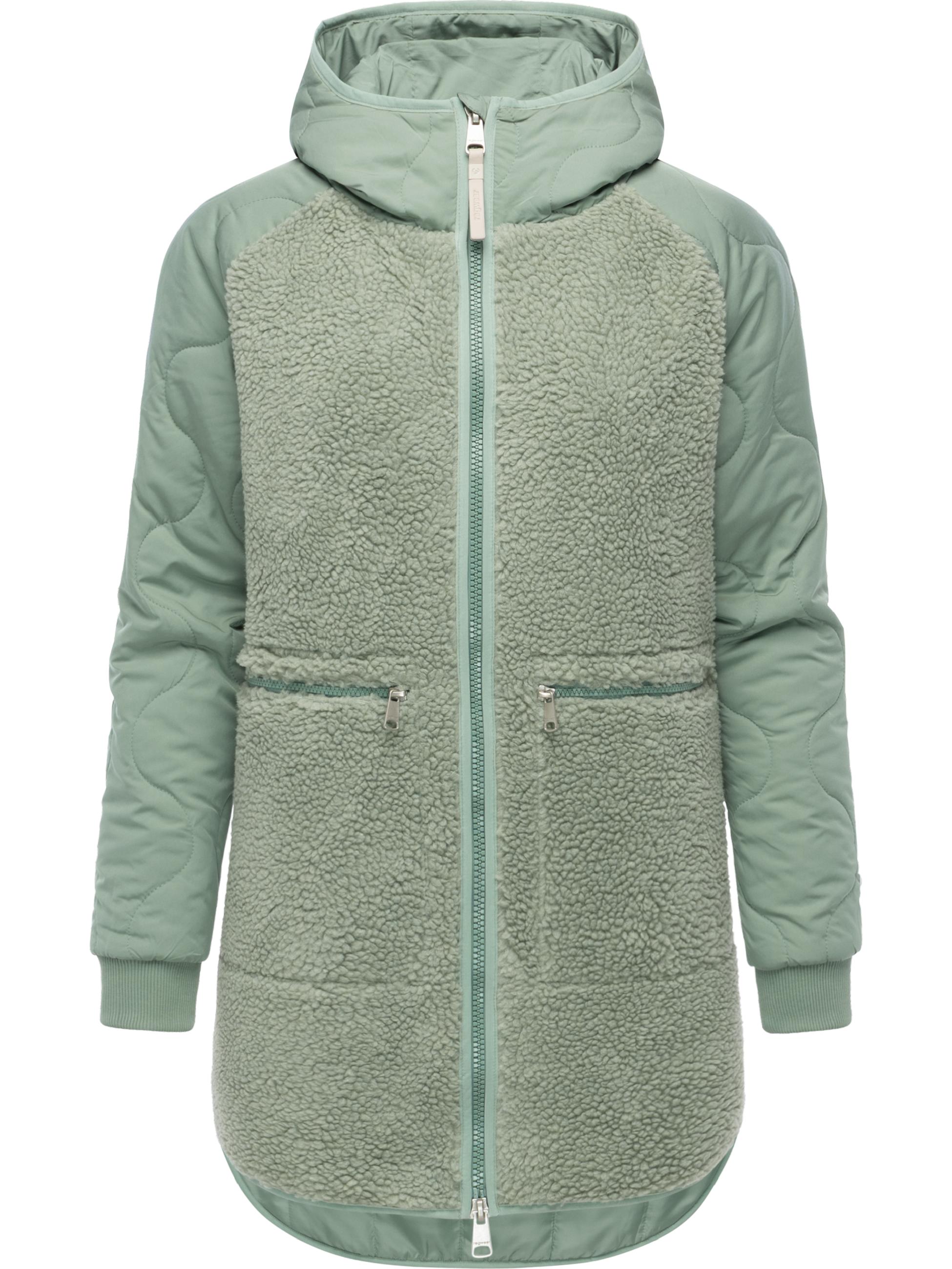 Lange Plüschjacke mit Kapuze "Longeddy" Dusty Green25