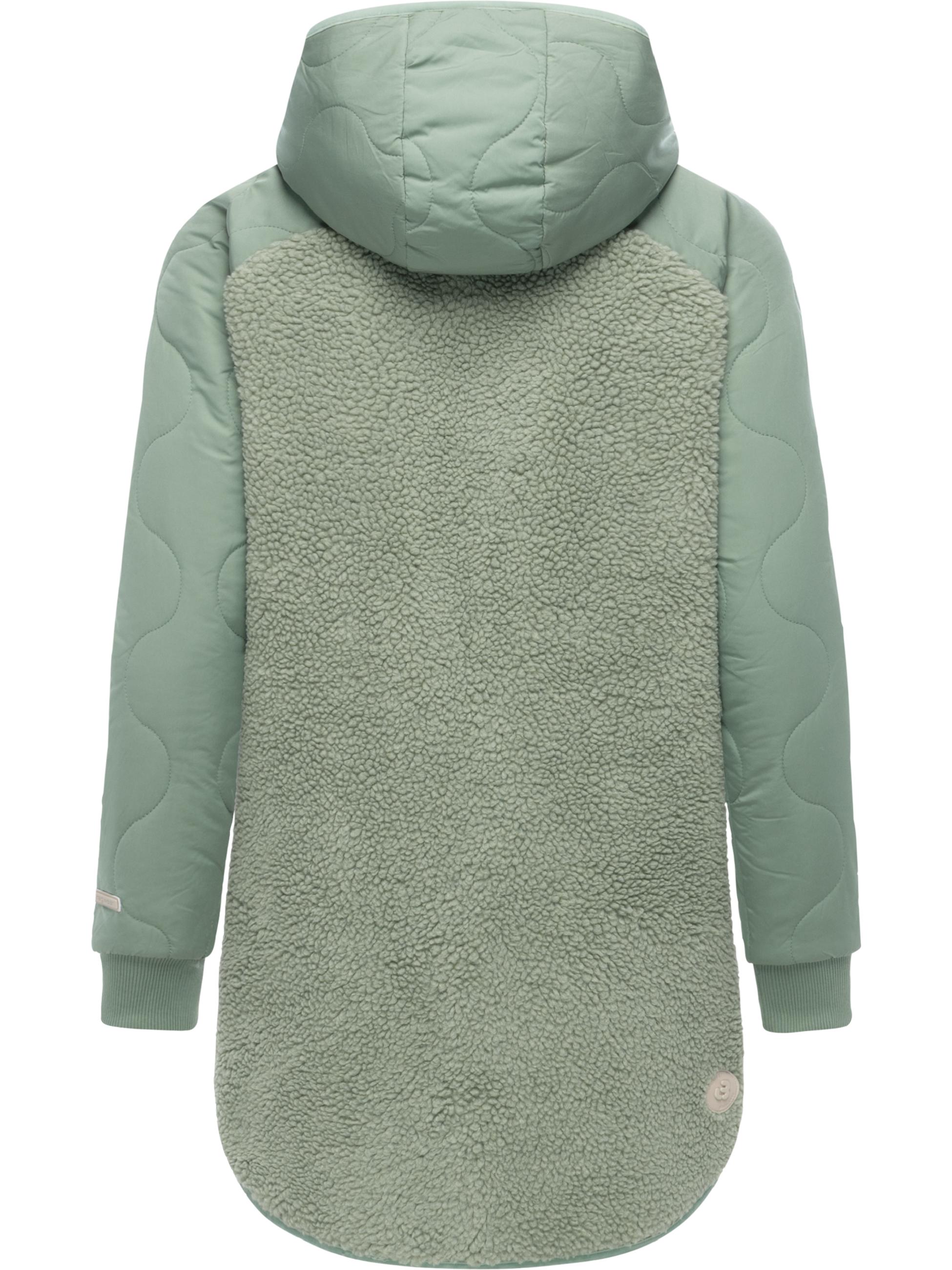 Lange Plüschjacke mit Kapuze "Longeddy" Dusty Green25