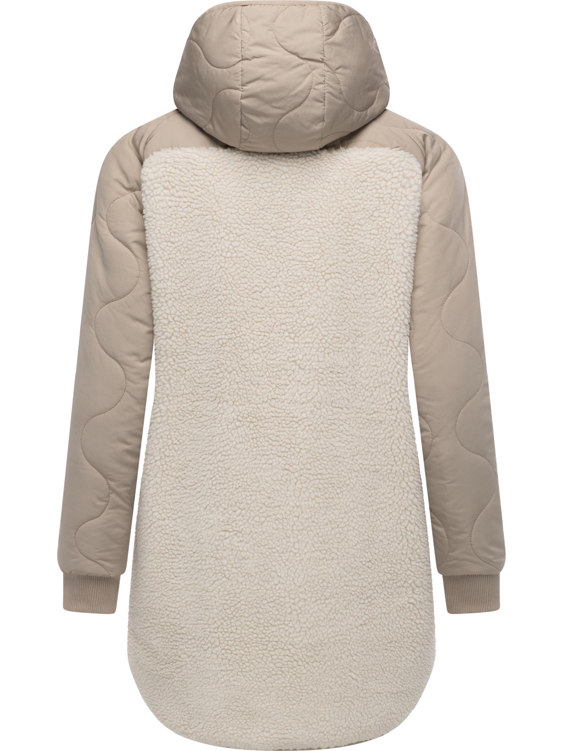 Lange Plüschjacke mit Kapuze "Longeddy" Ecru025