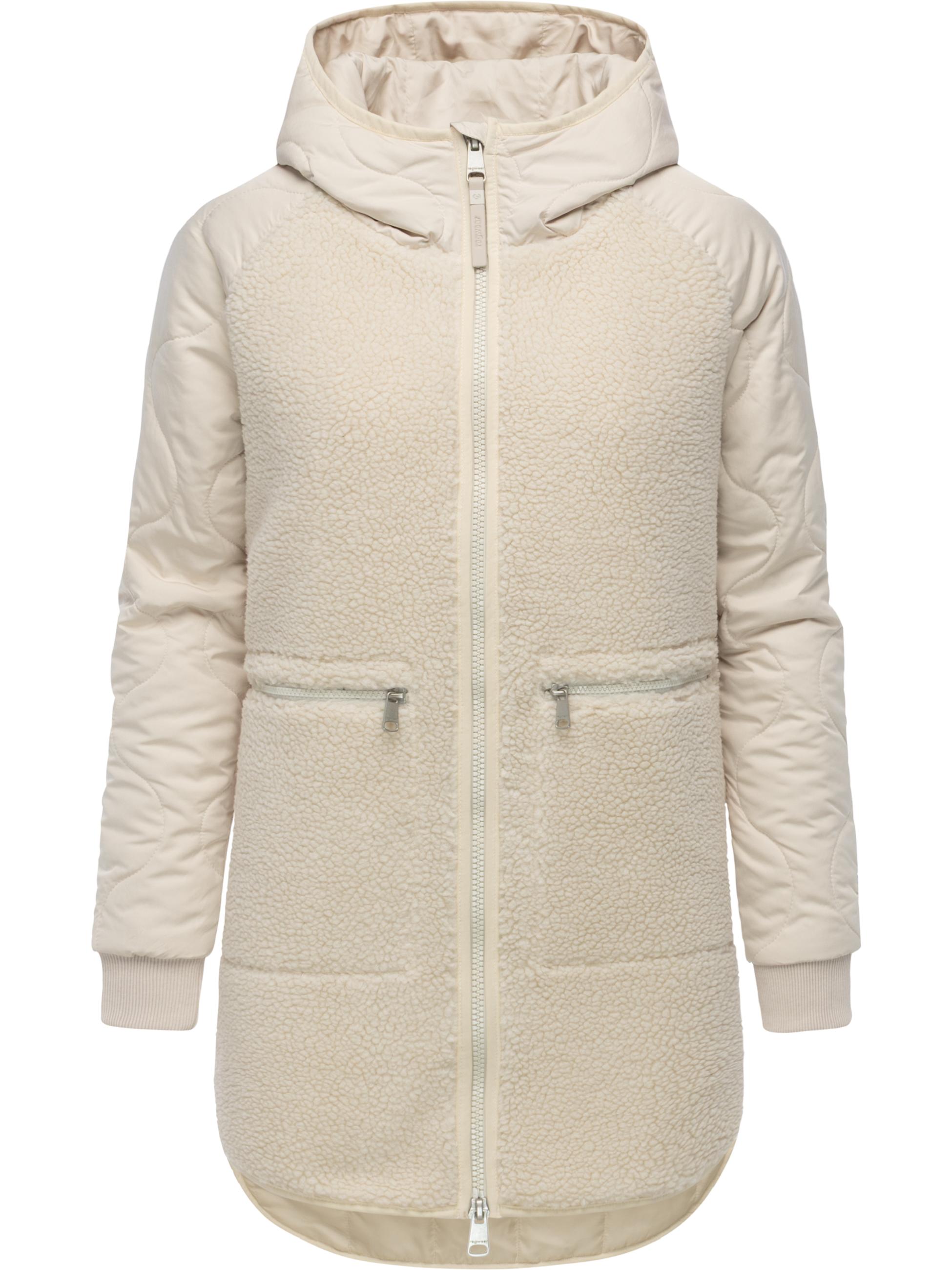 Lange Plüschjacke mit Kapuze "Longeddy" Ecru25