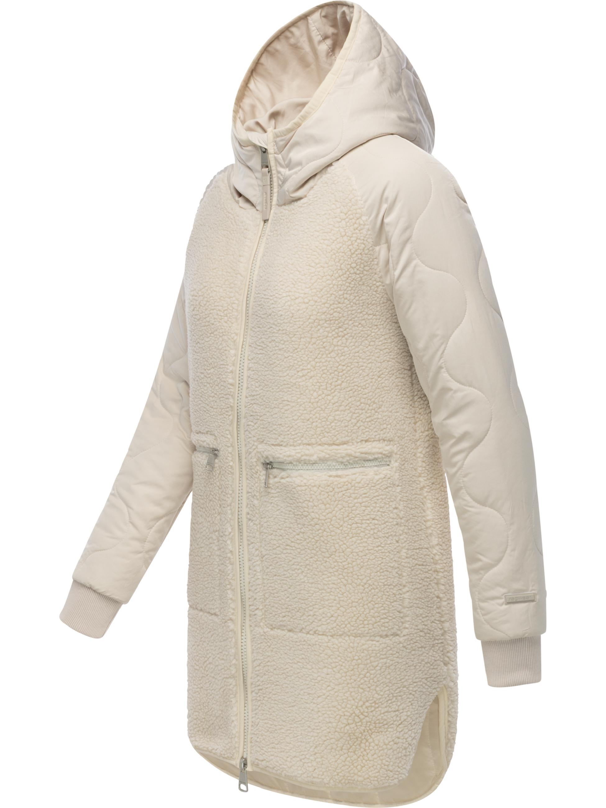 Lange Plüschjacke mit Kapuze "Longeddy" Ecru25